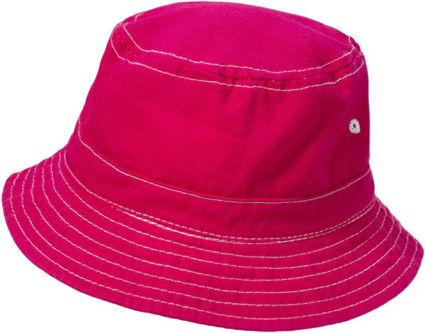 Boys and Girls 100% Cotton Twill UPF 50+ Wharf Hat | Hot Pink (Dyed & Finished in USA*) - Remutear