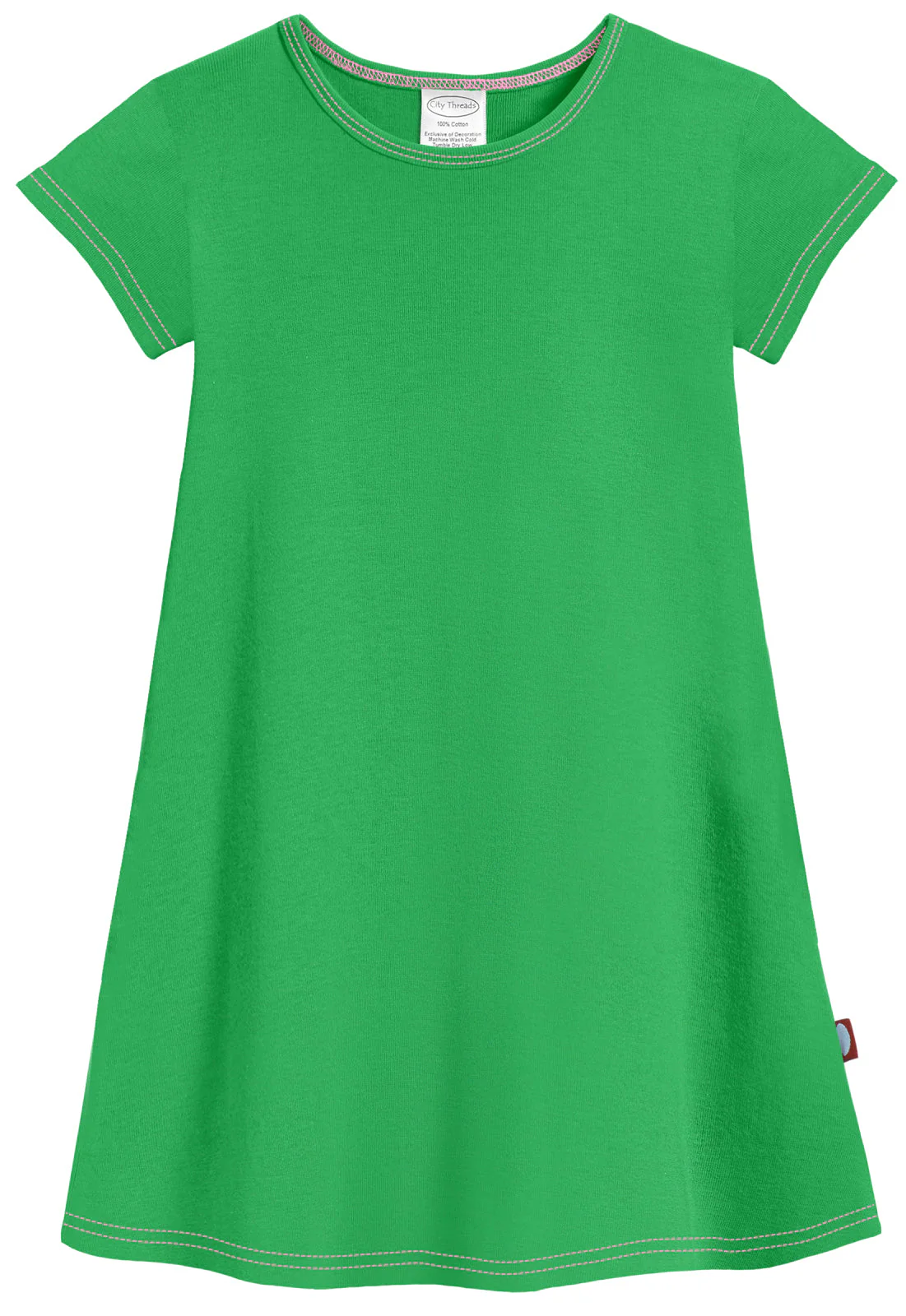 Girls Soft Cotton Jersey Cap Sleeve Dress | Elf Green - Remutear