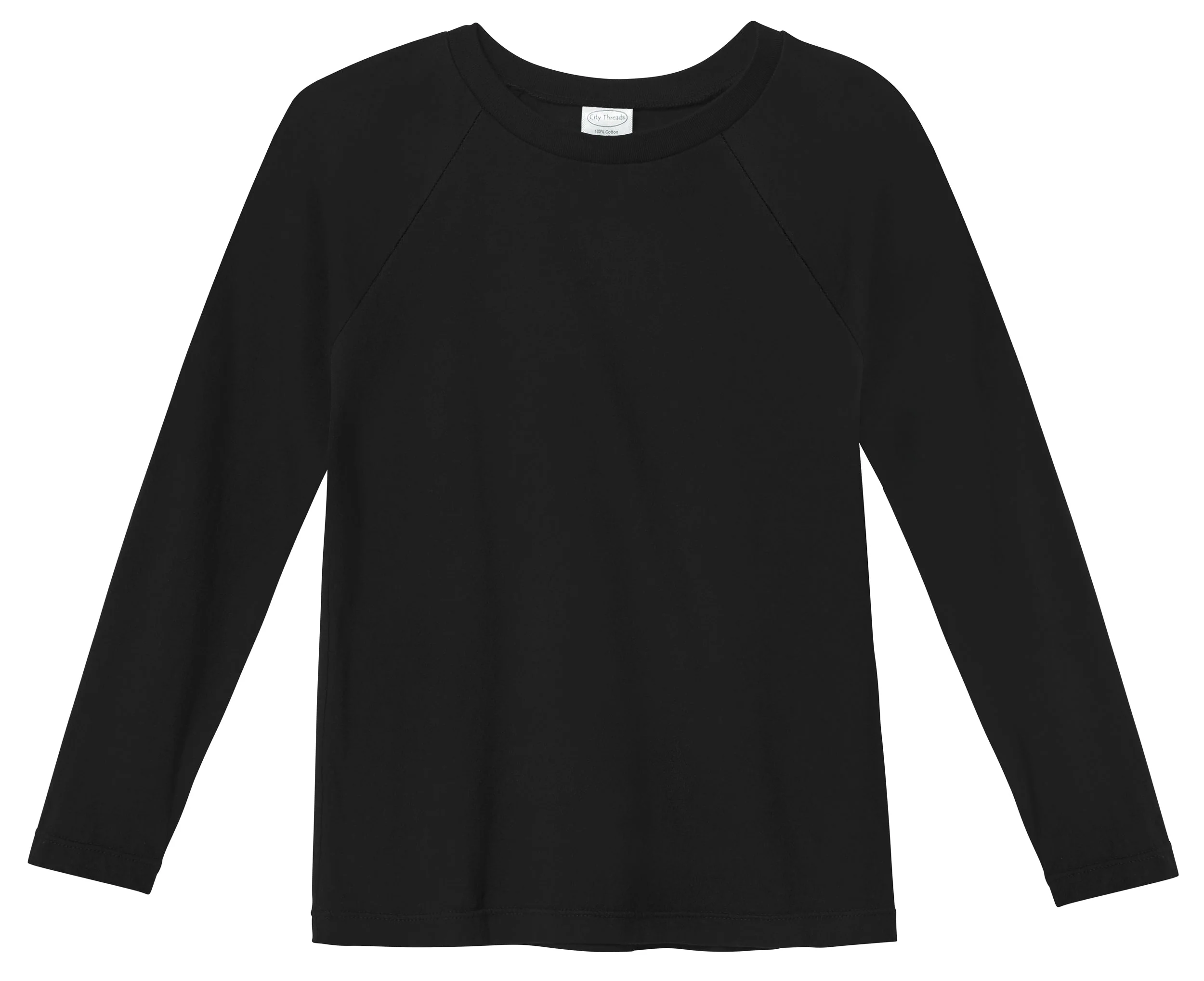 Boys Super-Soft 100% Organic Cotton Raglan Long Sleeve Tee | Black - Remutear