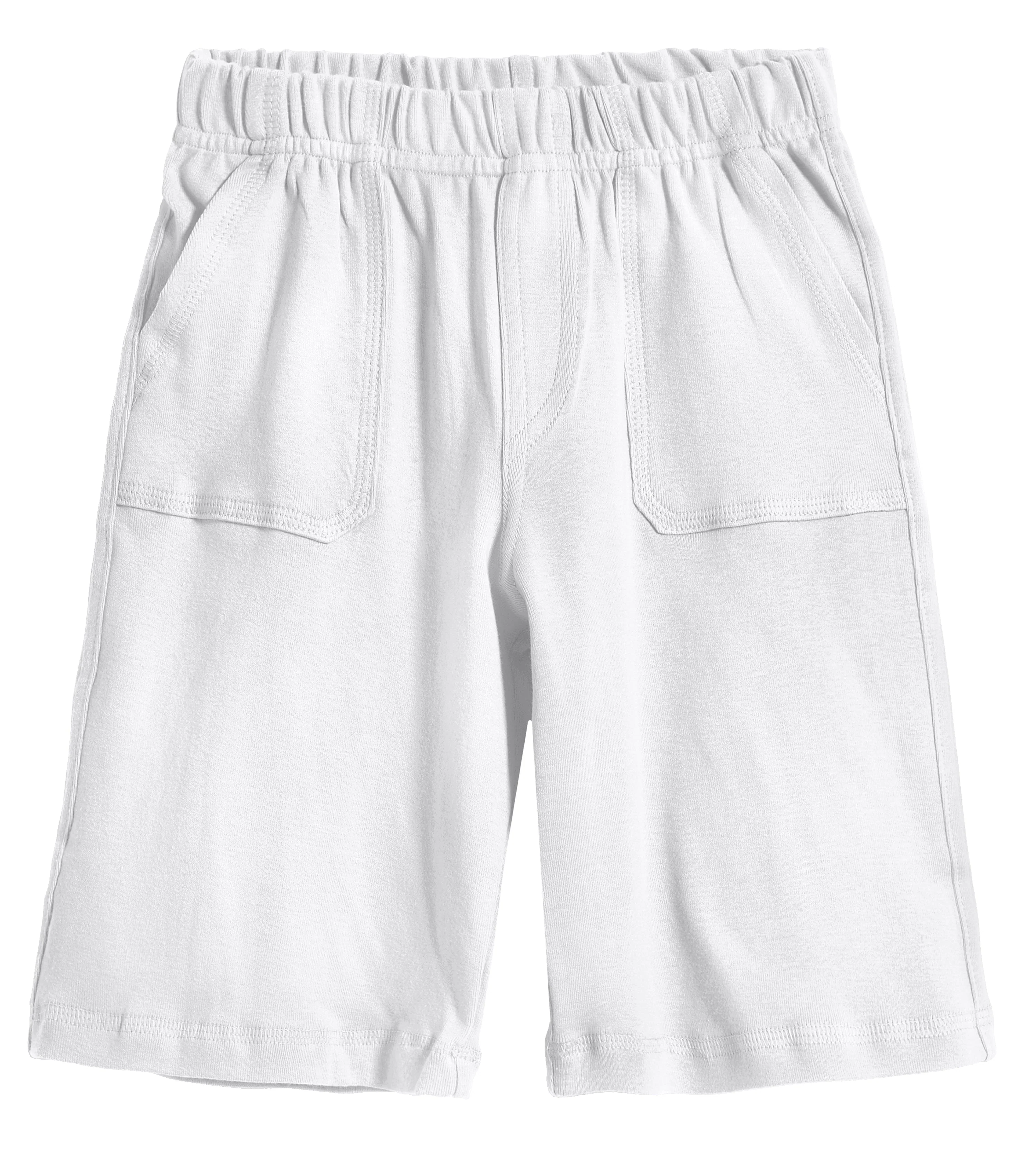 Boys Soft Cotton UPF 50+ 3 -Pocket Jersey Shorts | White - Remutear