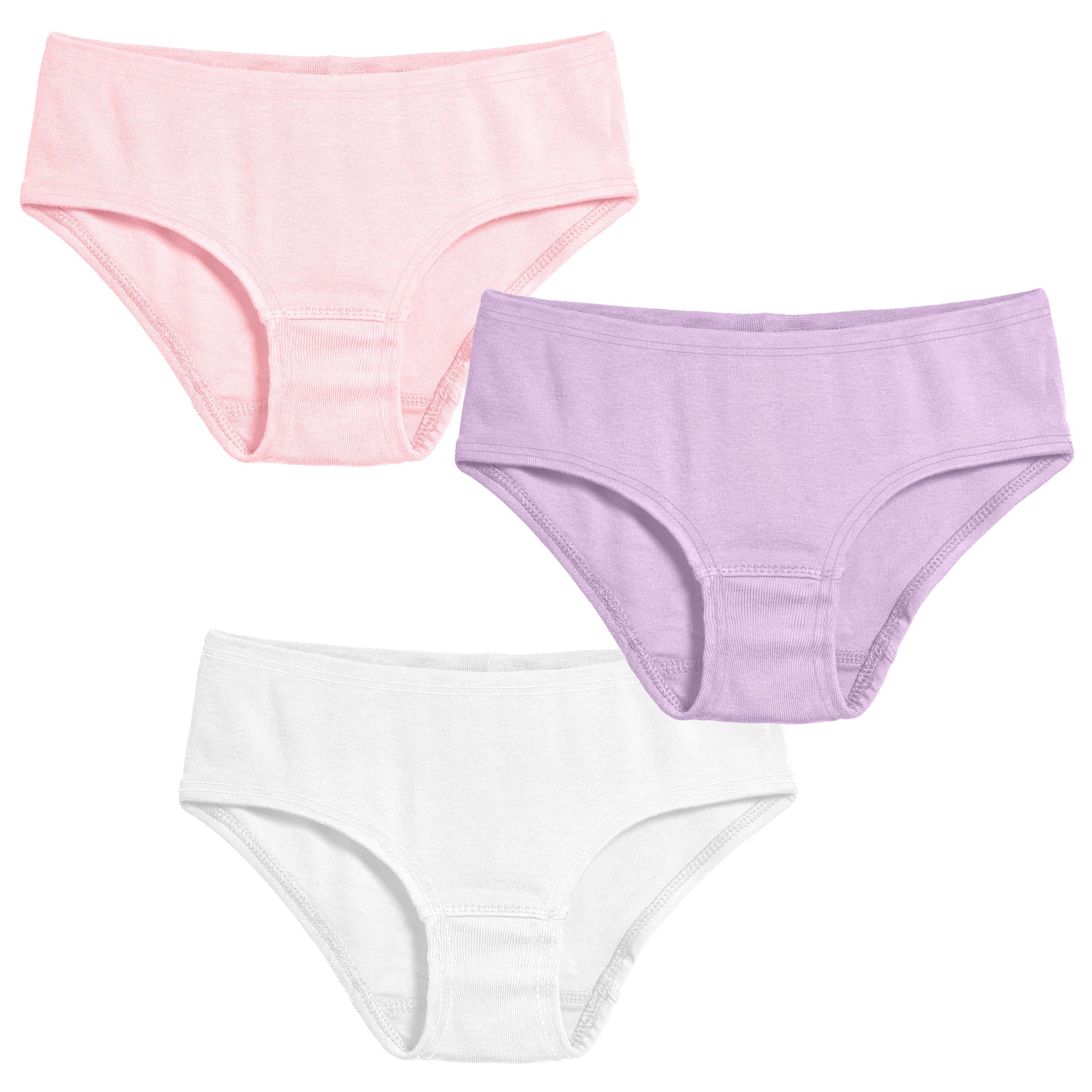 Girls Organic Cotton Brief - 3 Pack | Pink/Lavender/White - Remutear