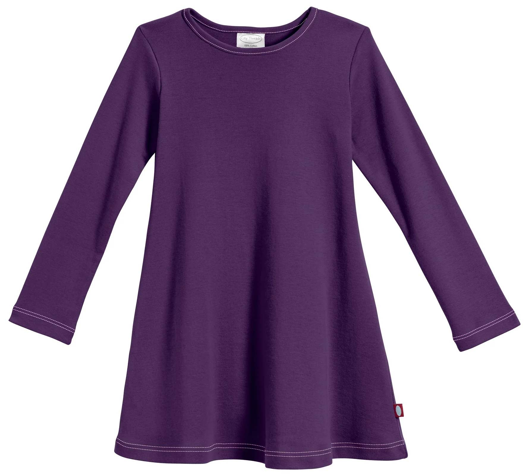 Girls Soft Cotton Long Sleeve Baby Rib Dress | Purple - Remutear
