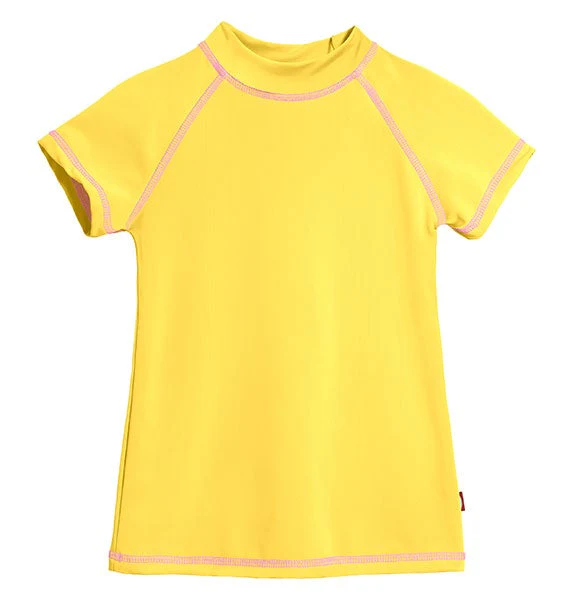 Girls UPF 50+ Short Sleeve Rashguard | Yellow - Remutear