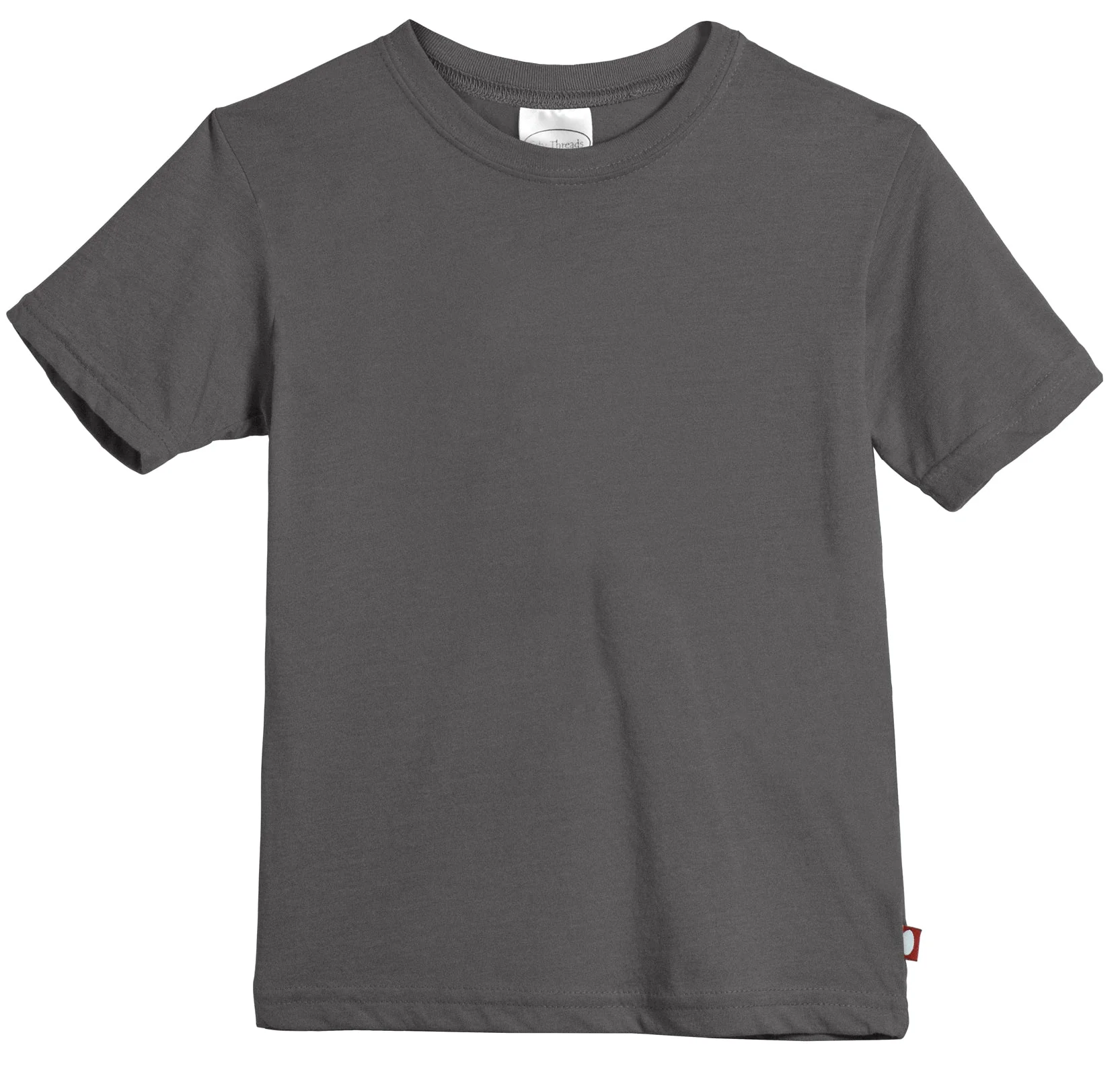 Boys Soft Organic Cotton Jersey Short Sleeve Crew Tee | Charcoal - Remutear