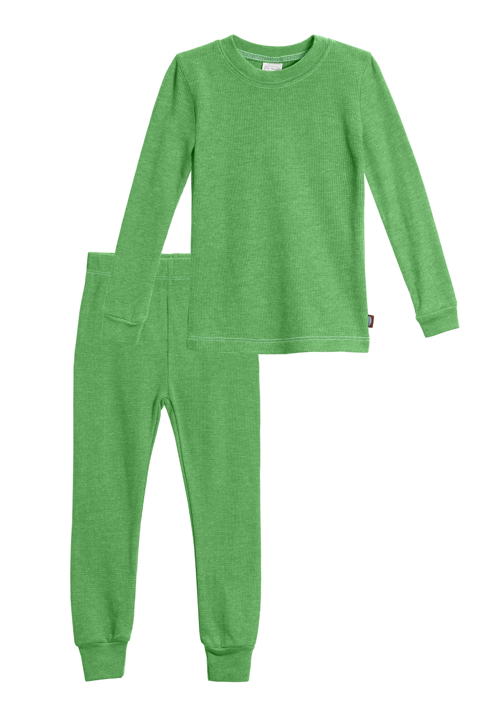 Boys Soft & Cozy Thermal 2-Piece Long Johns | Elf Green w- Baby Blue Stitch - Remutear
