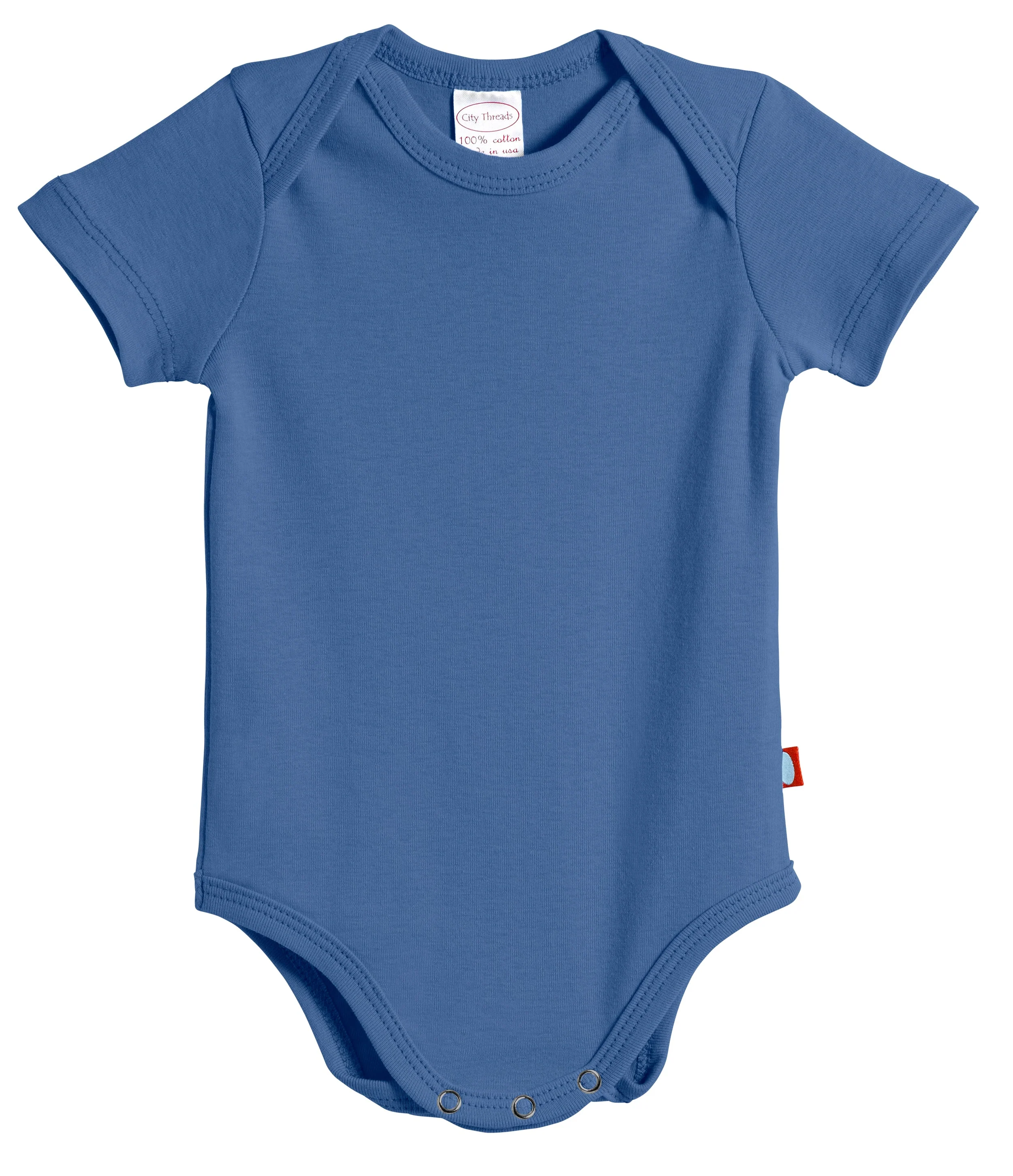 Super-Soft Organic Cotton Baby Rib Short Sleeve Snap Onesie| Smurf - Remutear