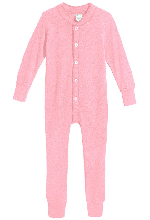 Boys and Girls Soft & Cozy Thermal One- Piece Union Suit  | Bright Light Pink - Remutear