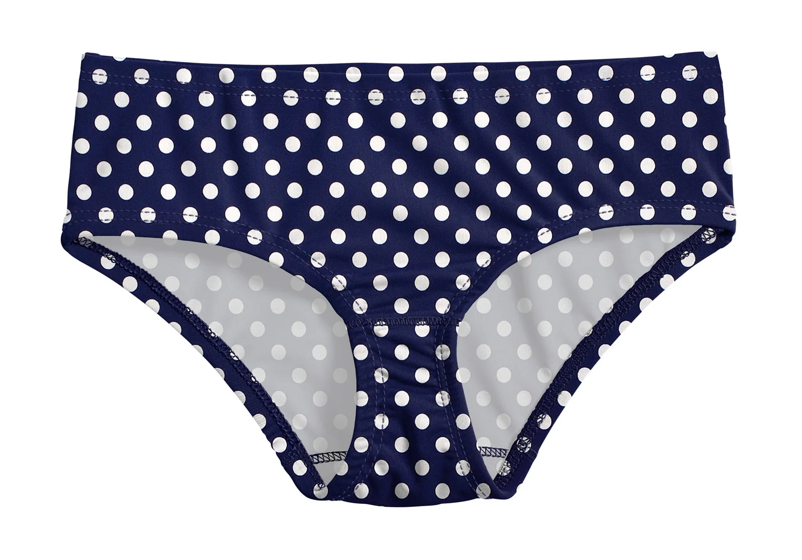 Girls UPF 50+ Printed Swim Briefs  | Navy w- White Polka Dot - Remutear