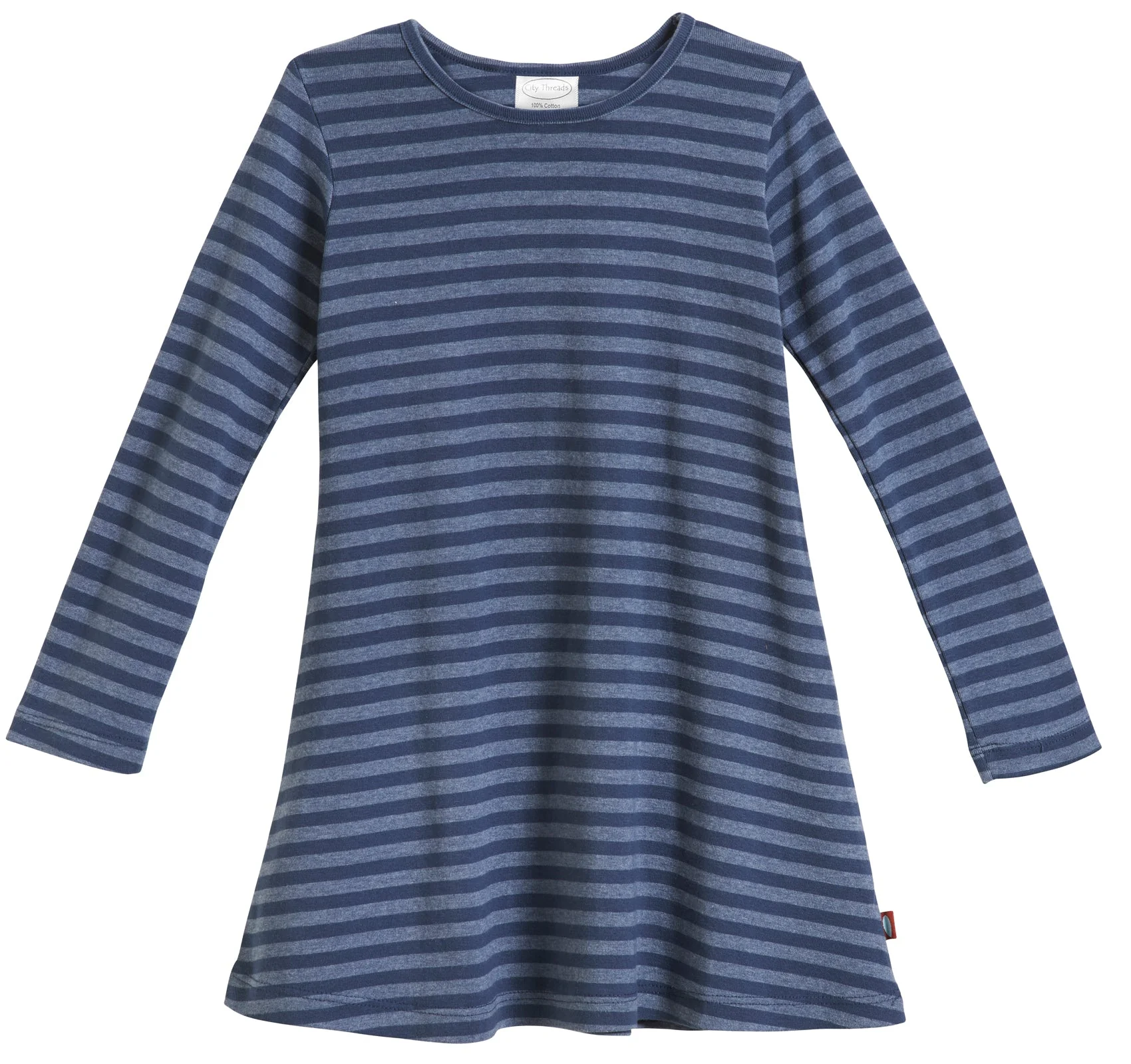 Girls Striped Long Sleeve Dress-Seconds| Damage - Midnight - Remutear