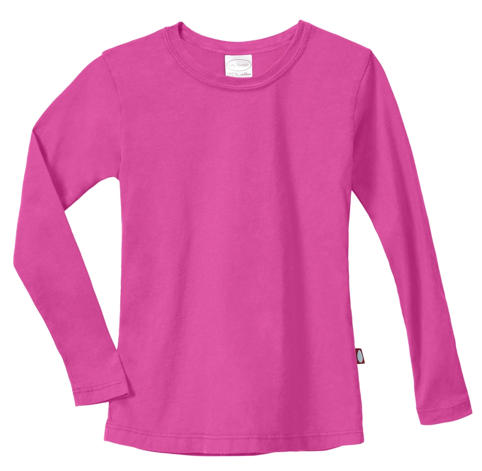 Girls Soft Cotton Jersey Long Sleeve Tee | Hot Pink - Remutear