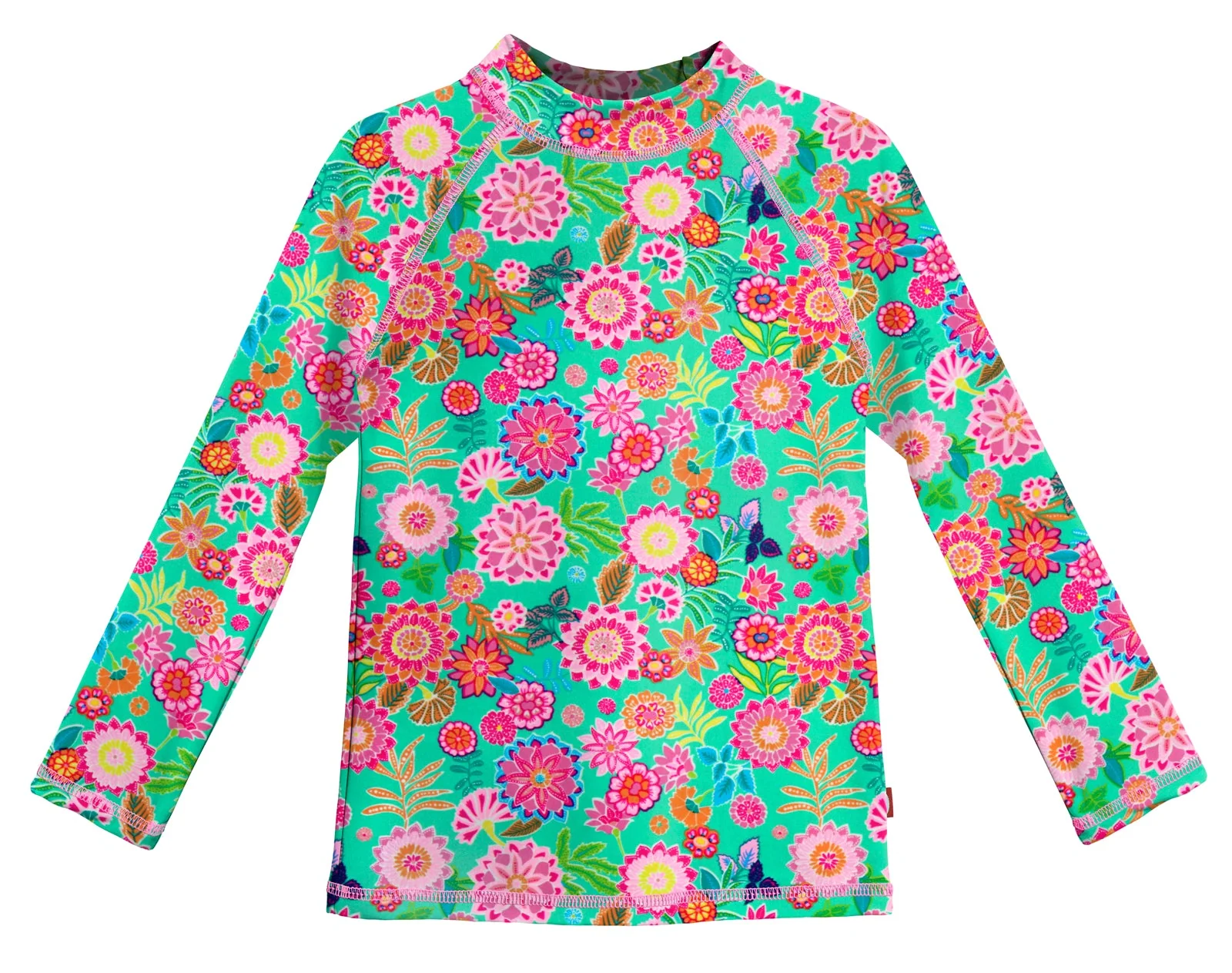 Girls UPF 50+ Printed Long Sleeve Rashguard | Bright Flowers - Remutear
