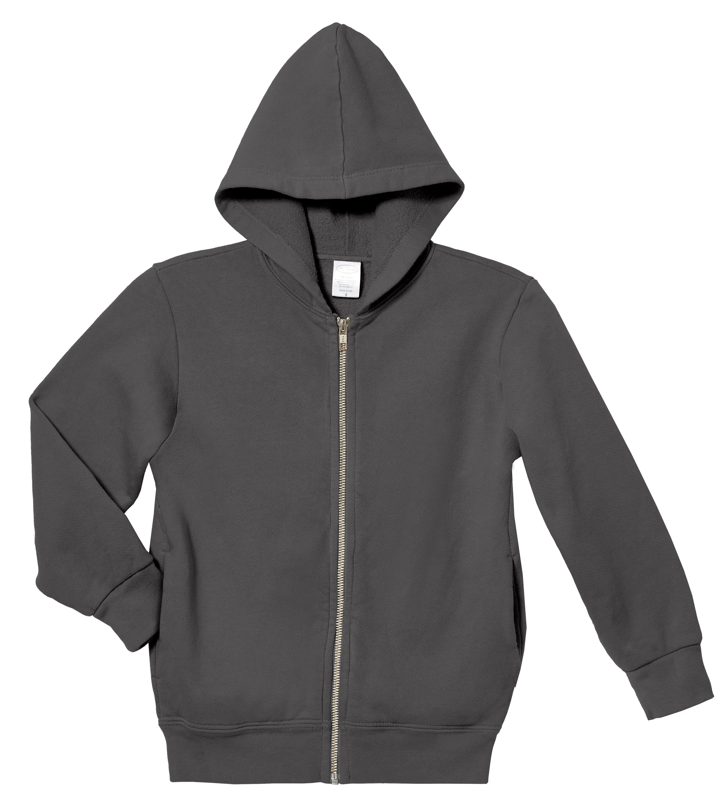 Soft & Cozy 100% Cotton Fleece Zip Hoodie with Inner Pockets | Charcoal - Remutear