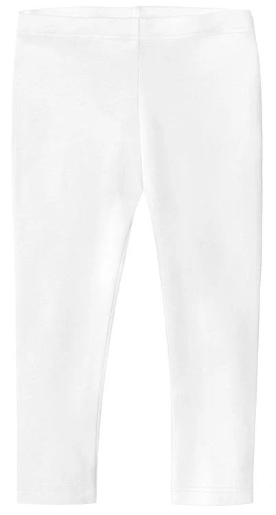 Girls Soft 100% Cotton Capri Leggings | White - Remutear