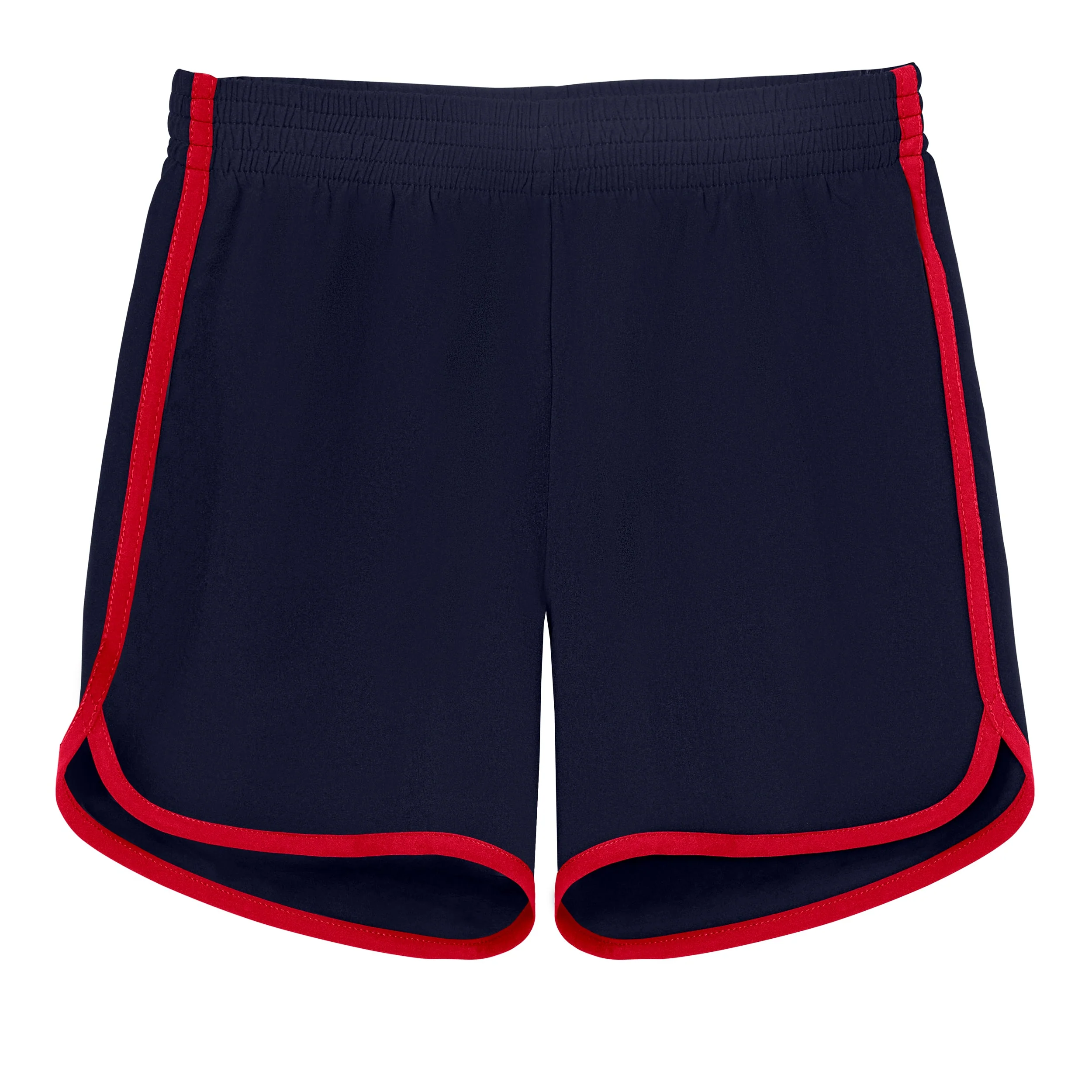 Boys UPF 50+ Classic Surf Style Boys Swim Shorts - Mid-Thigh Length | Navy w/ Red - Remutear