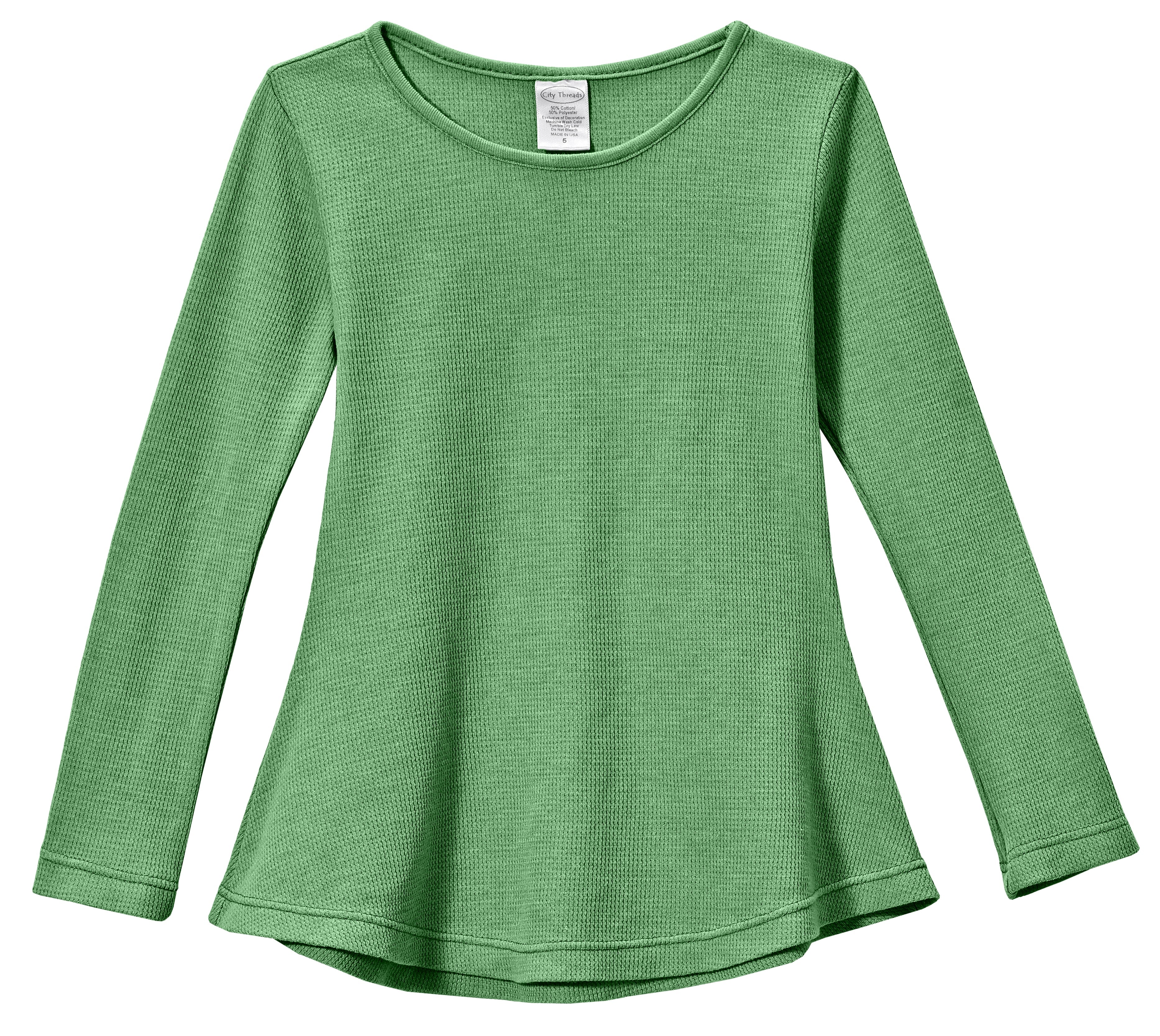 Girls Soft & Cozy Thermal Long Sleeve Tunic | Elf Green - Remutear