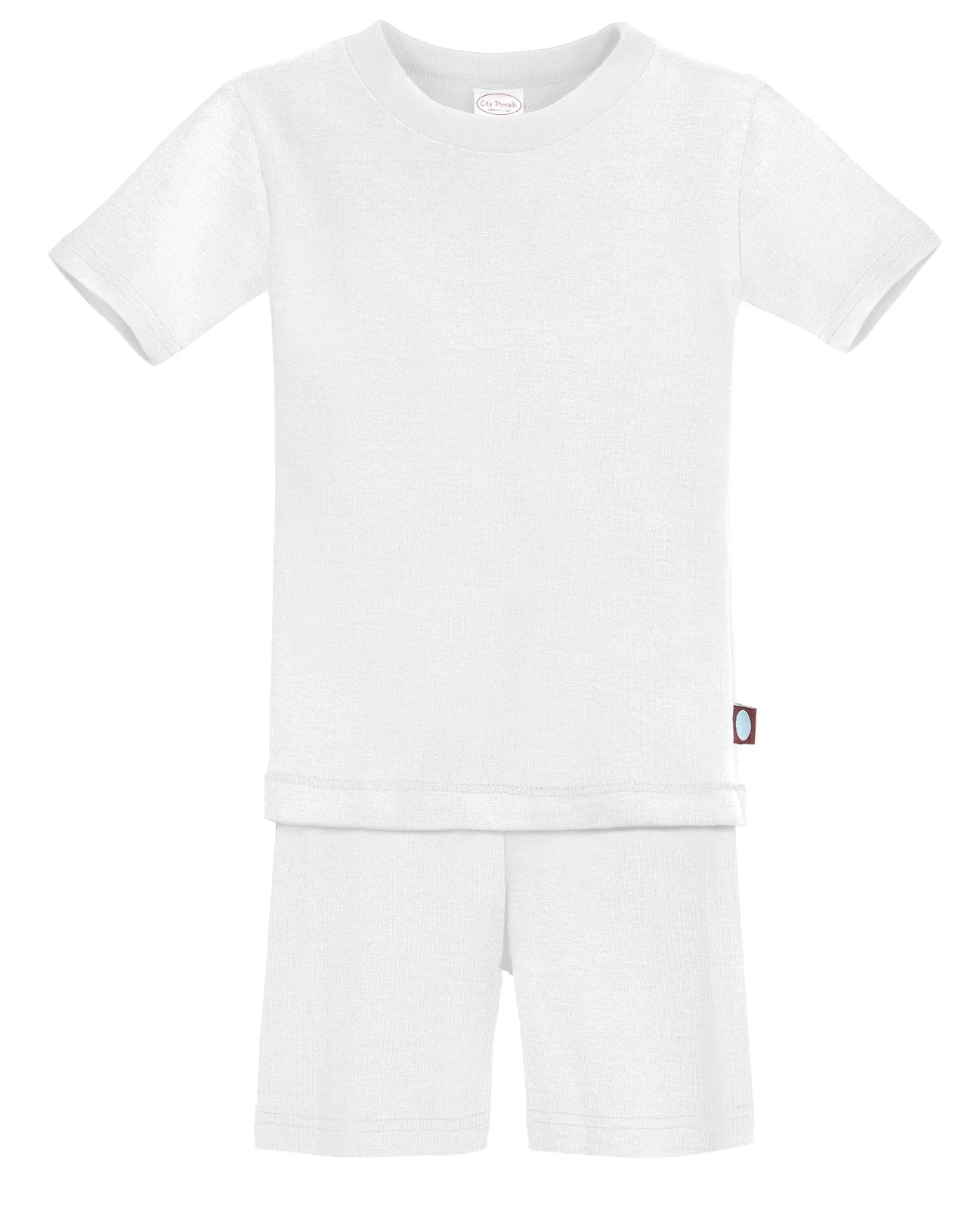 Boys and Girls Soft Organic Cotton Short Sleeve Snug Fit Pajama Set | White - Remutear