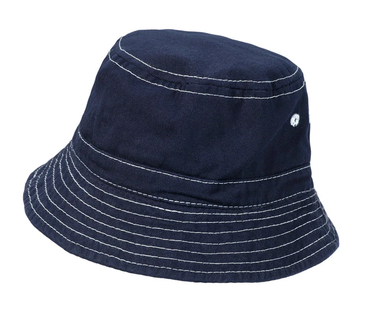 Boys and Girls 100% Cotton Twill UPF 50+ Wharf Hat | Midnight Blue (Dyed & Finished in USA*) - Remutear