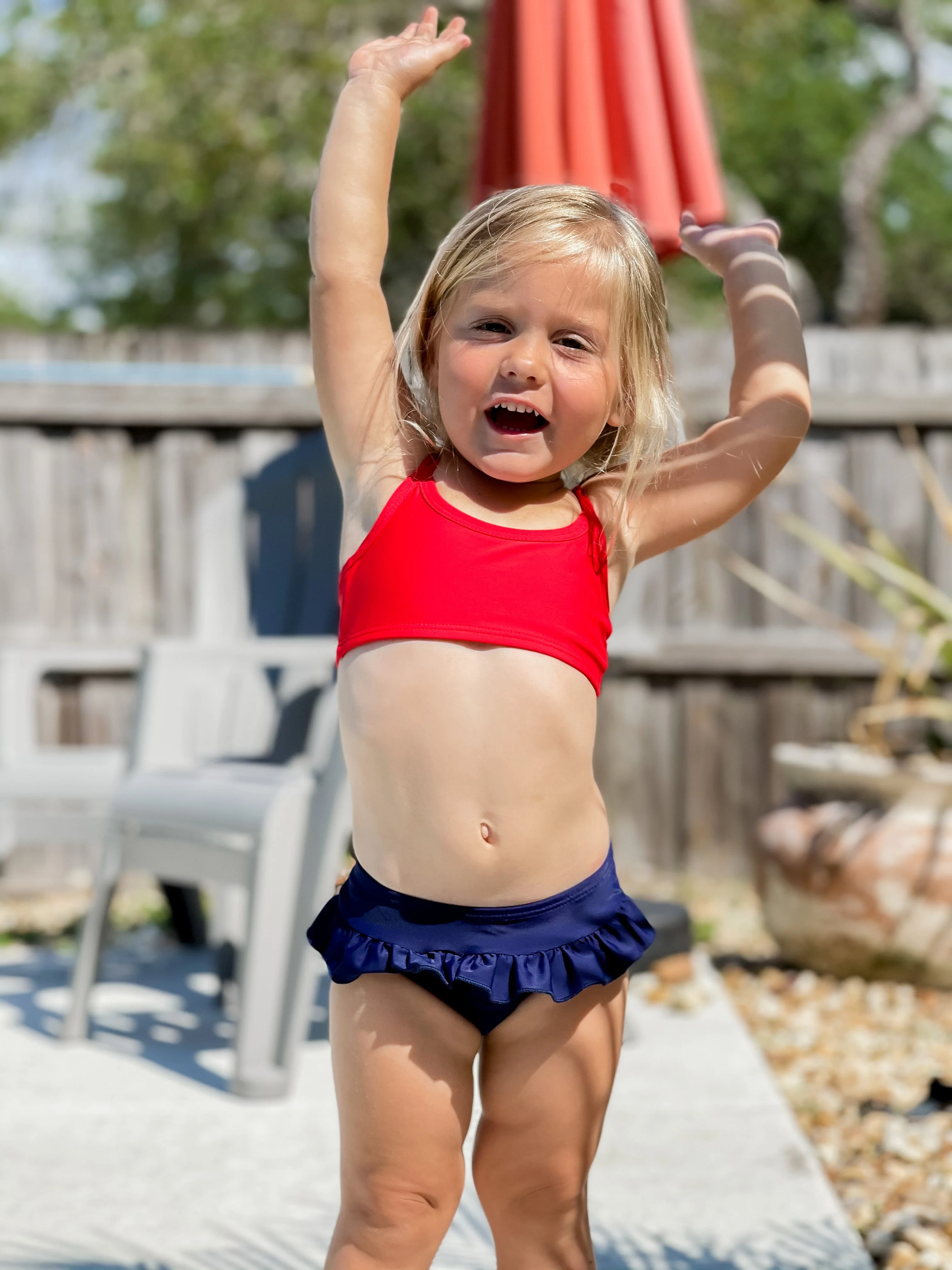 Girls UPF 50+ Ruffle Swim Briefs | Elf Green - Remutear