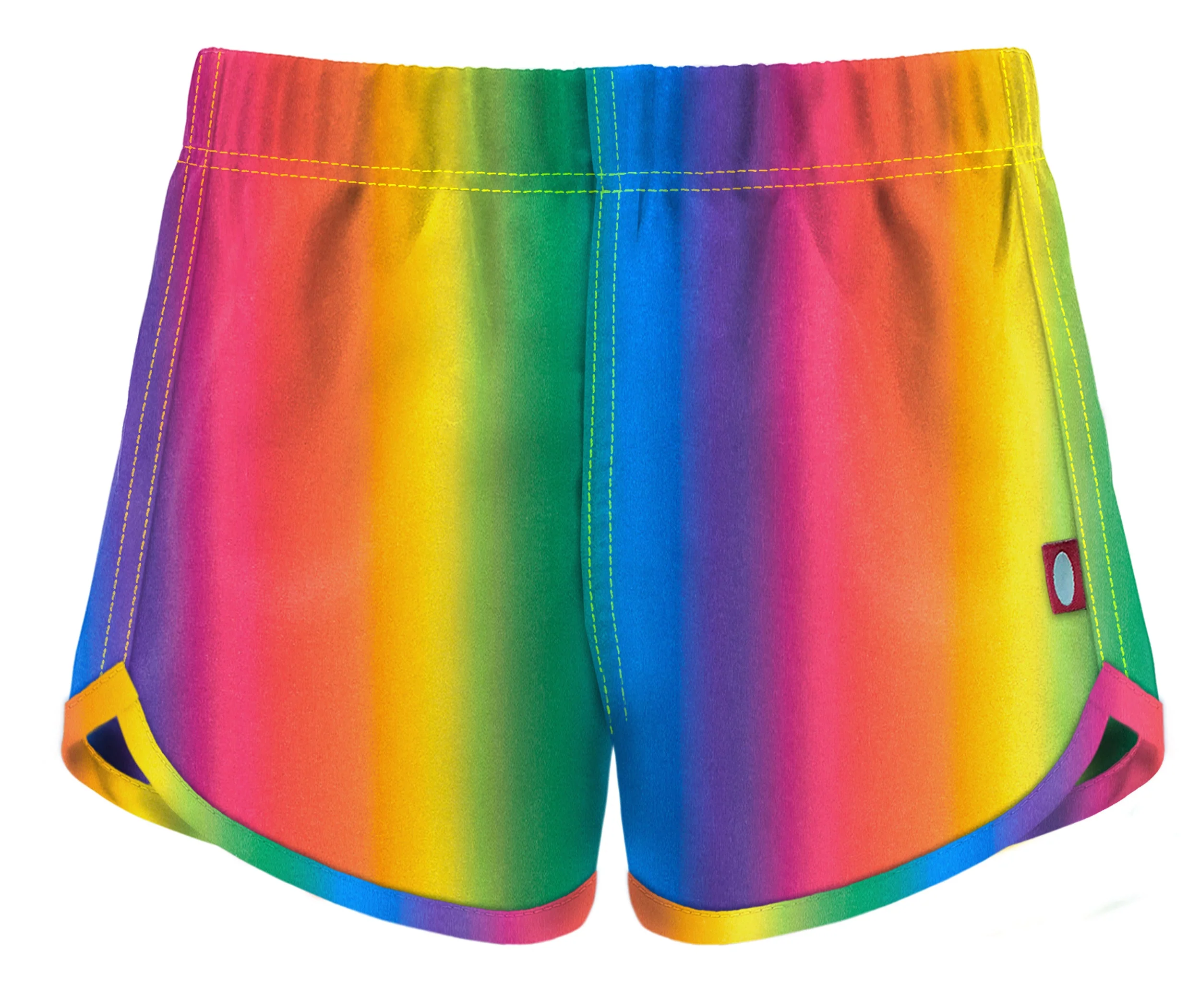 Girls UPF 50+ Recycled Poly Printed Swim Trunks | Rainbows - Remutear