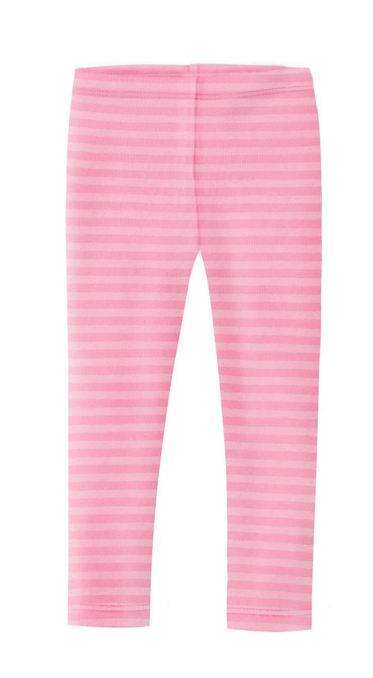 Girls Soft Stripe Leggings  | Pink - Remutear