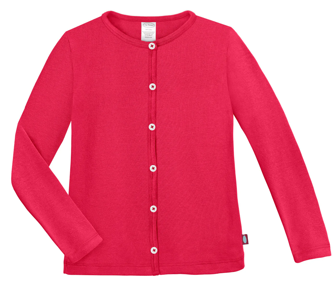 Girls Soft Cotton Button-Down Cardigan | Candy Apple - Remutear