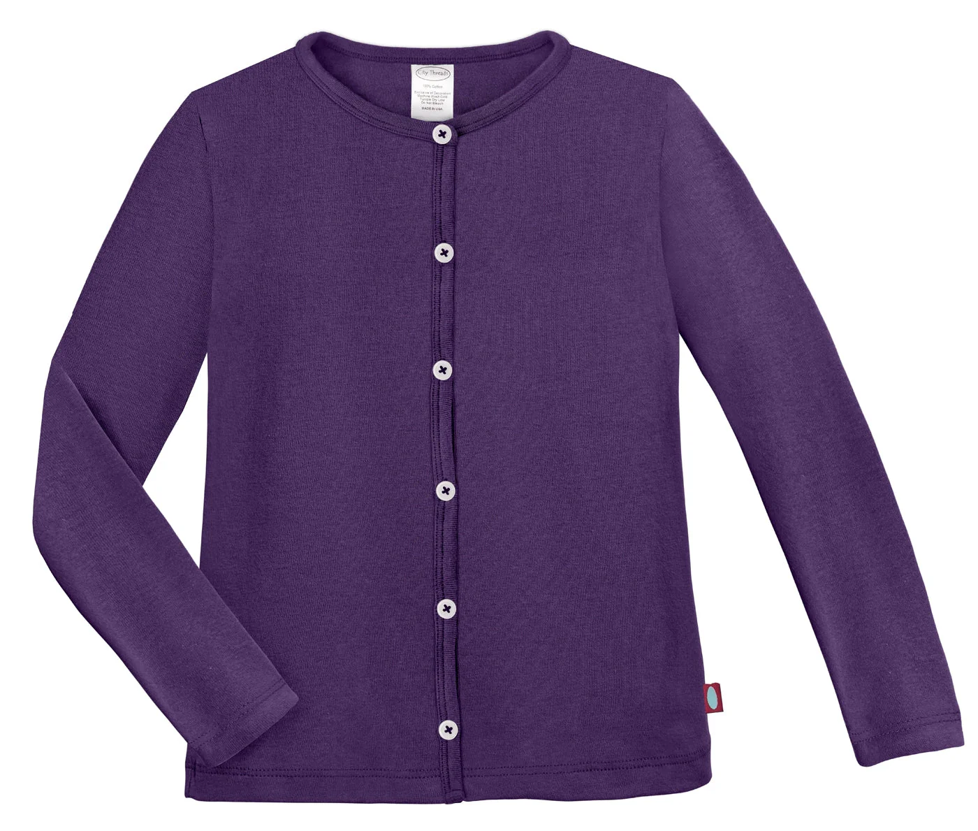 Girls Soft Cotton Button-Down Cardigan | Purple - Remutear
