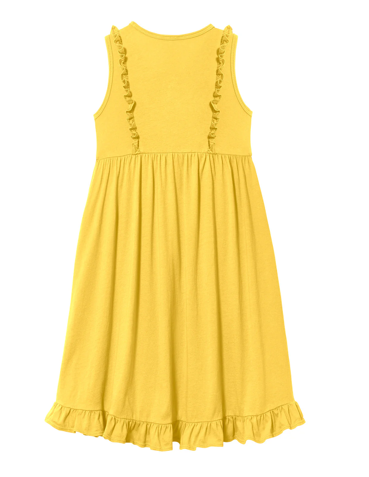 Girls Soft Cotton Jersey Flutter Tank Dress | Yellow - Remutear
