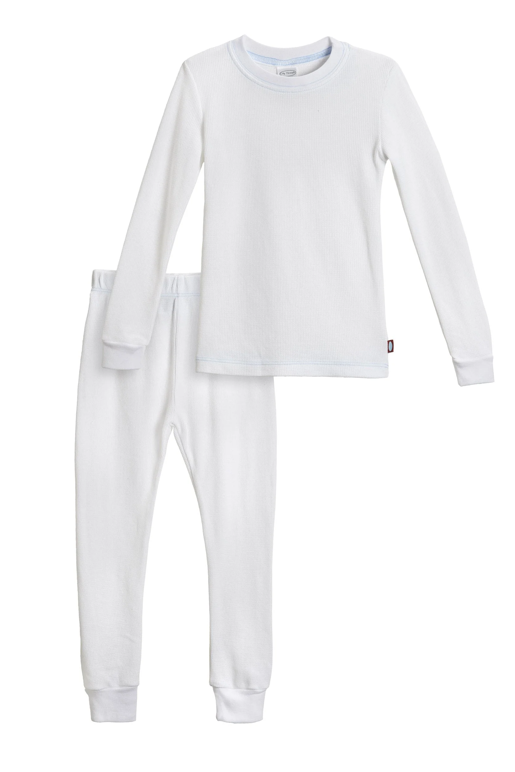 Boys Soft & Cozy Thermal 2-Piece Long Johns | White w- Baby Blue Stitch - Remutear