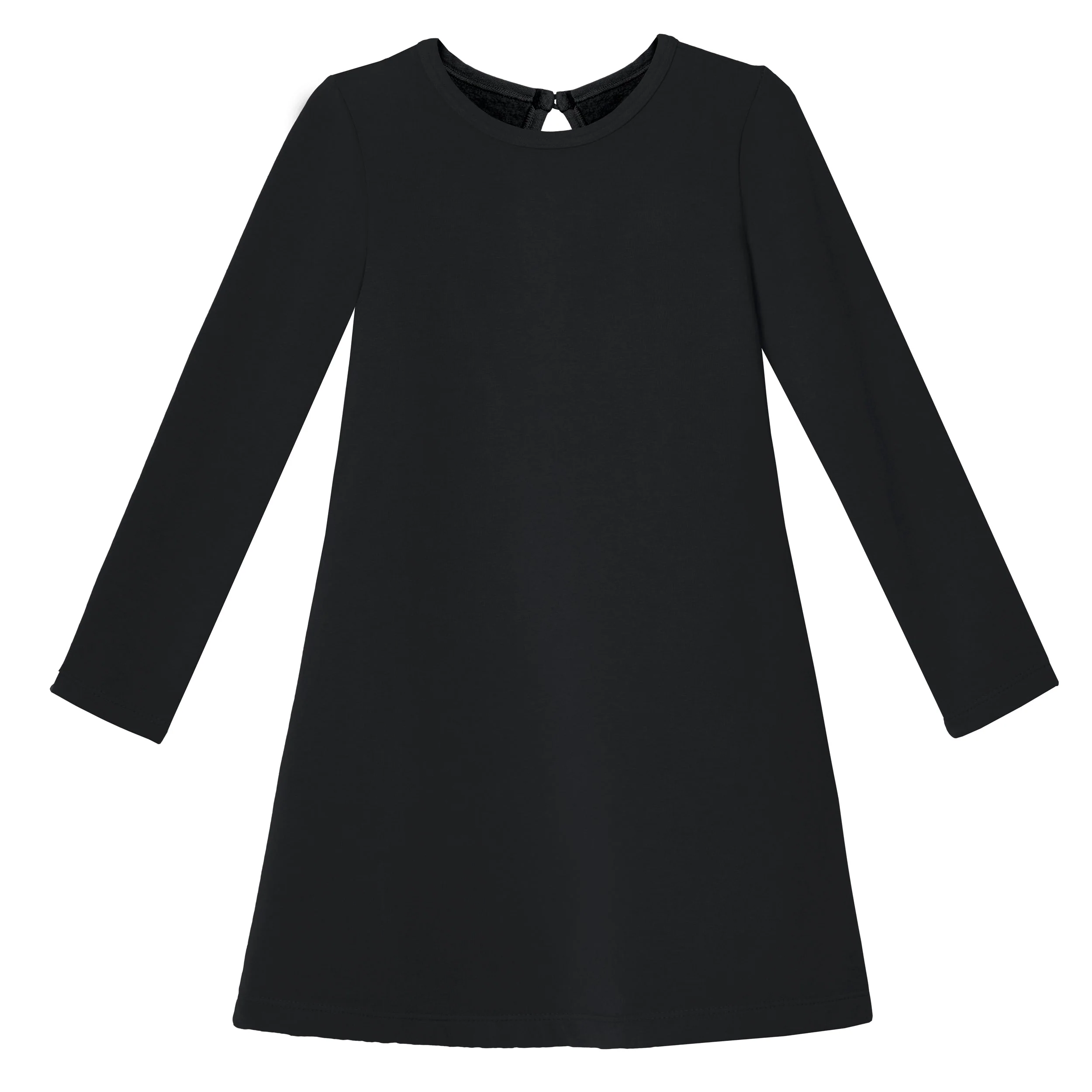 Girls Lightweight Soft Cotton Fleece A-Line Dress| Black - Remutear