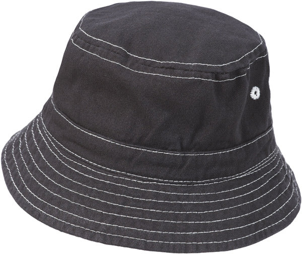 Boys and Girls 100% Cotton Twill UPF 50+ Wharf Hat | Charcoal Gray (Dyed & Finished in USA*) - Remutear