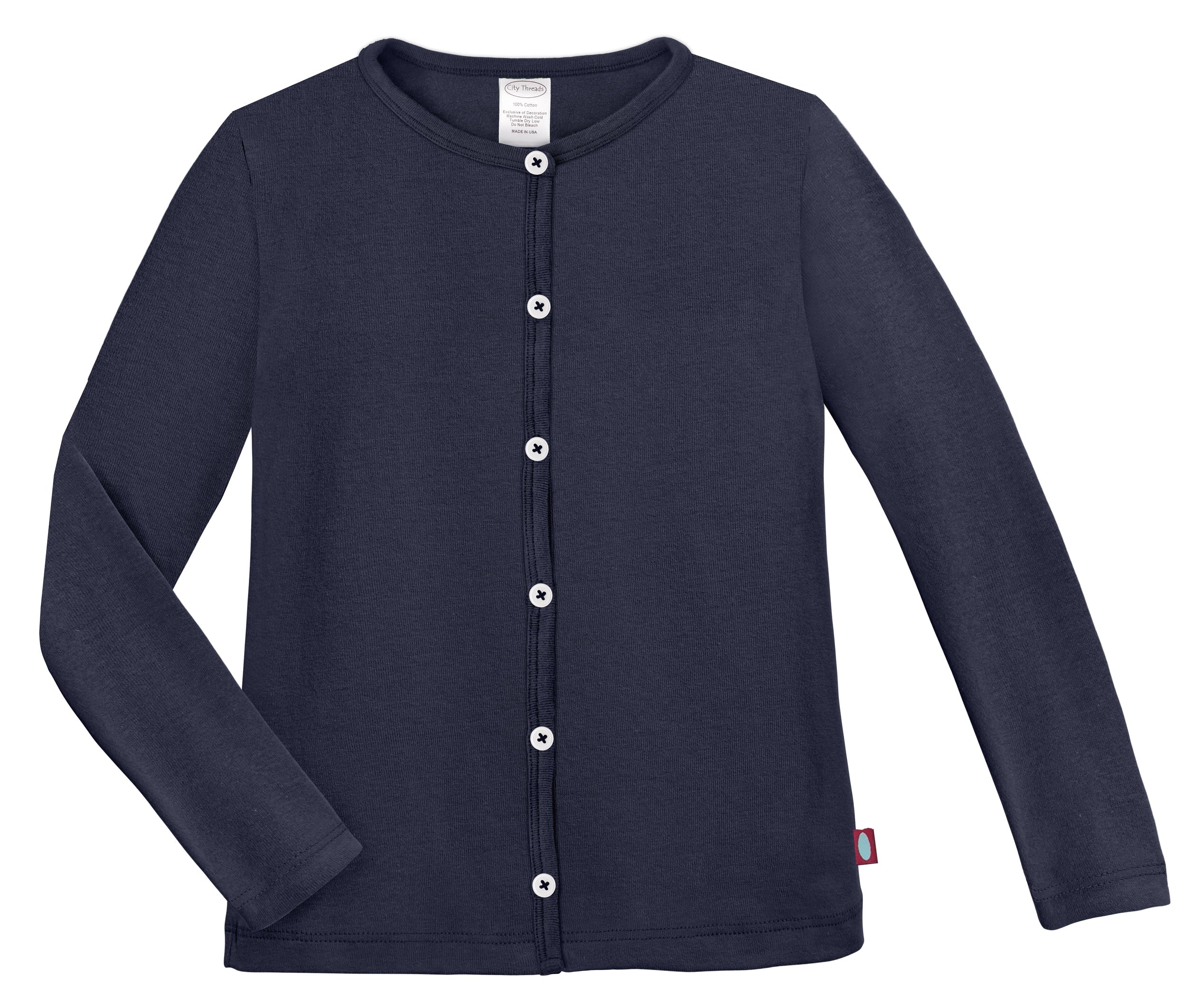 Girls Soft Cotton Button-Down Cardigan | Navy - Remutear