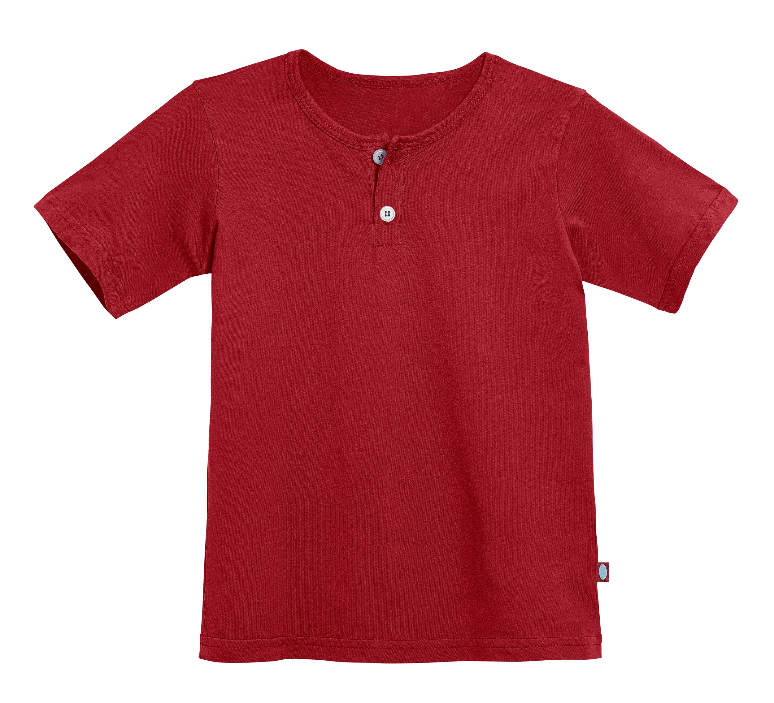 Boys Soft Organic Cotton Jersey Short Sleeve Henley Tee | Red - Remutear