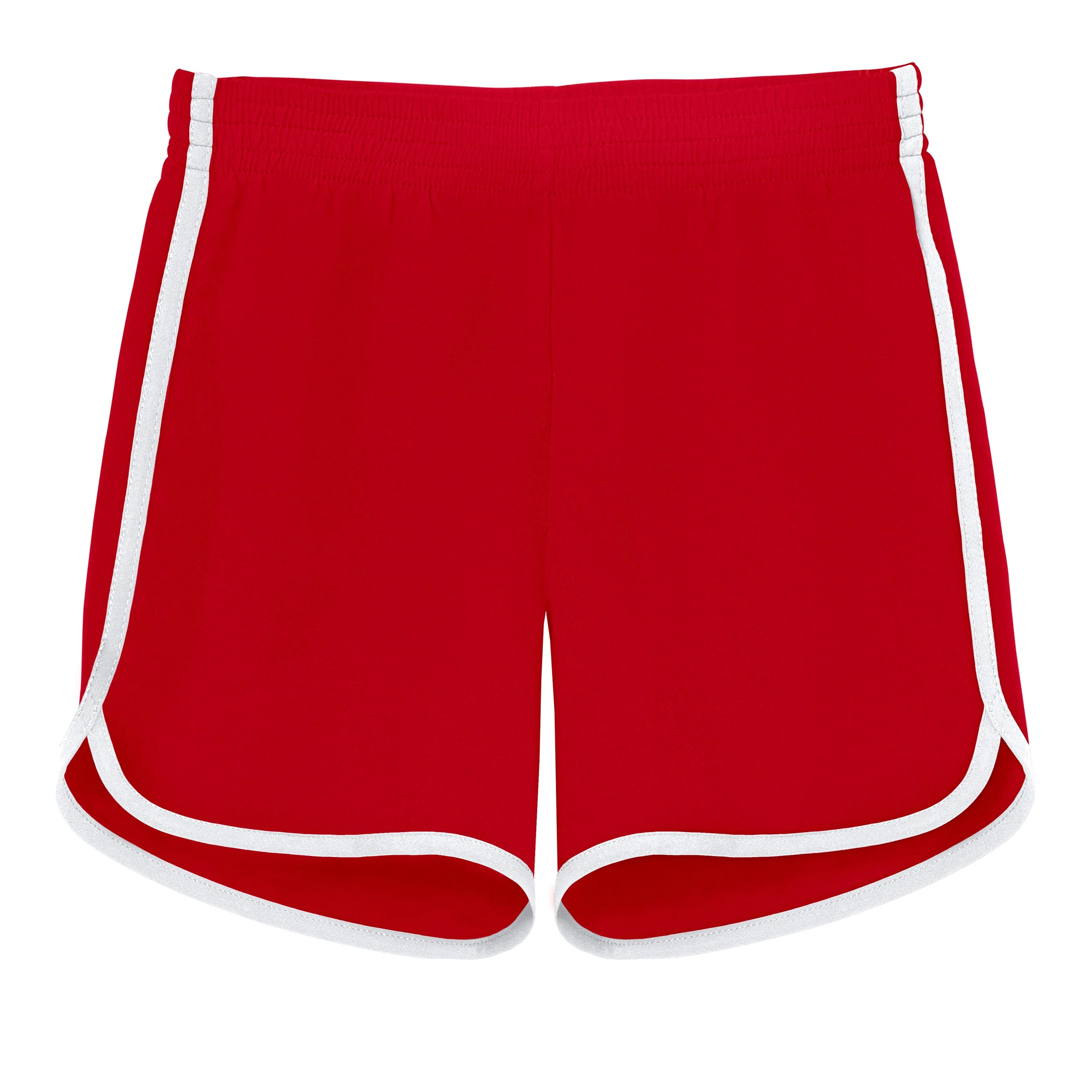 Boys UPF 50+ Classic Surf Style Boys Swim Shorts - Mid-Thigh Length | Red w/ White - Remutear