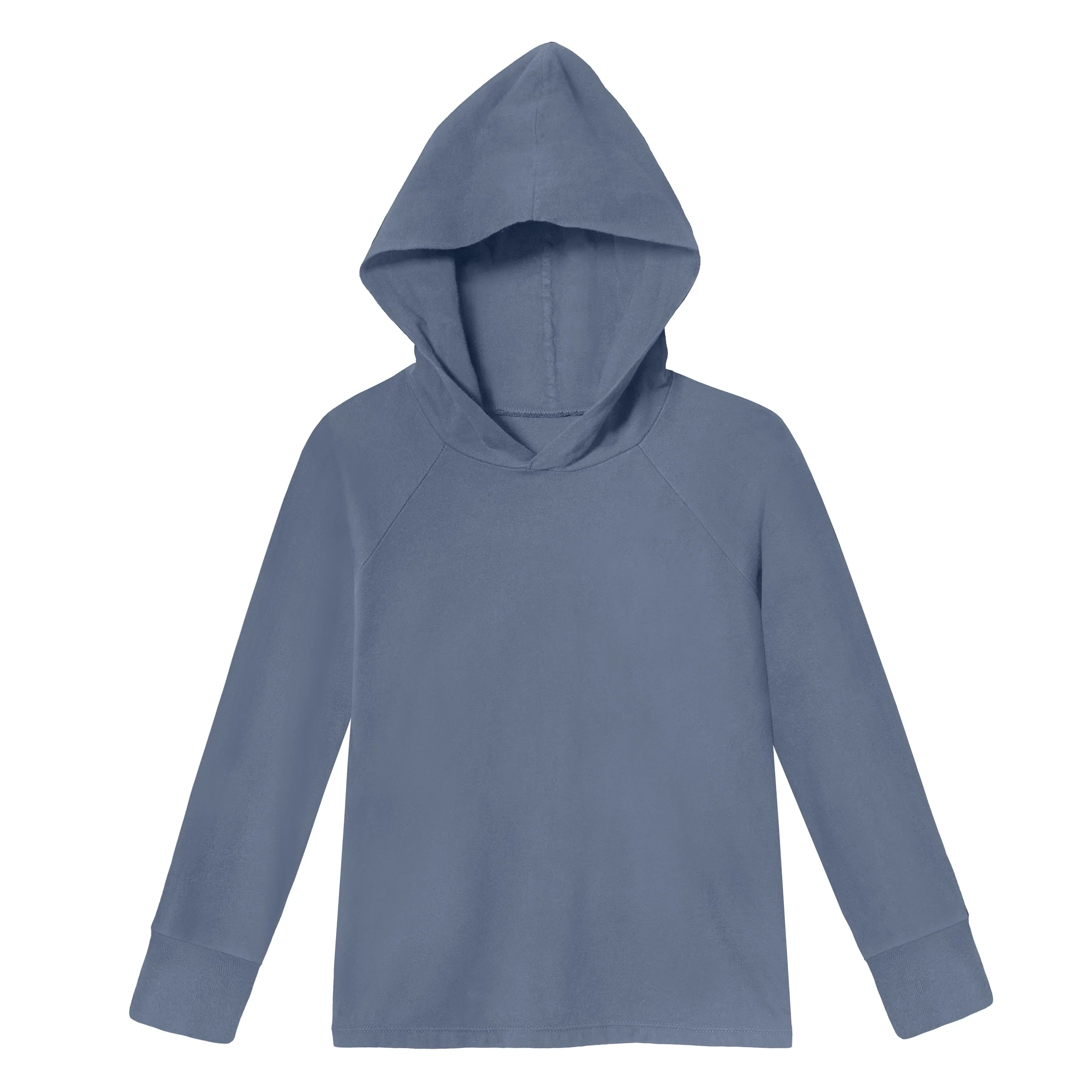 Boys Soft 100% Cotton Medium-Weight Long Sleeve Hooded Tee With Cuffs | Concrete - Remutear