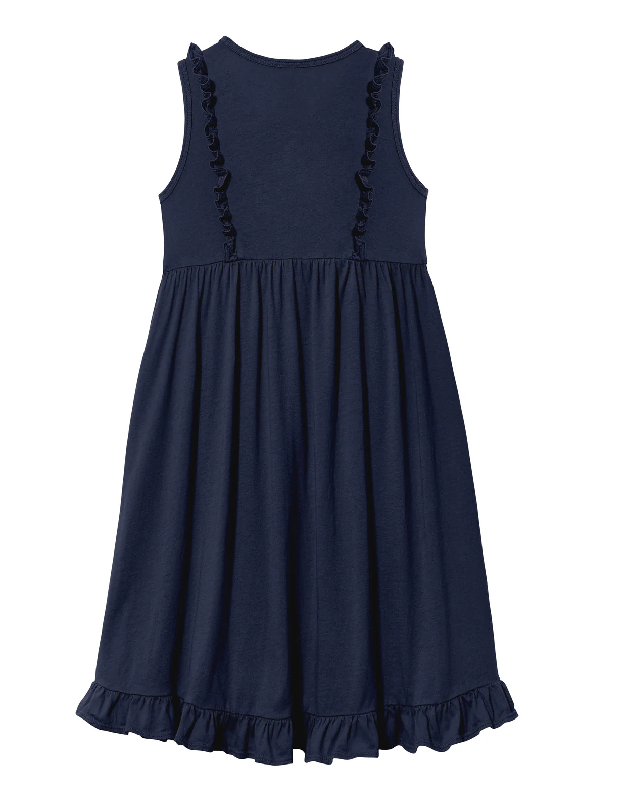 Girls Soft Cotton Jersey Flutter Tank Dress | Navy - Remutear