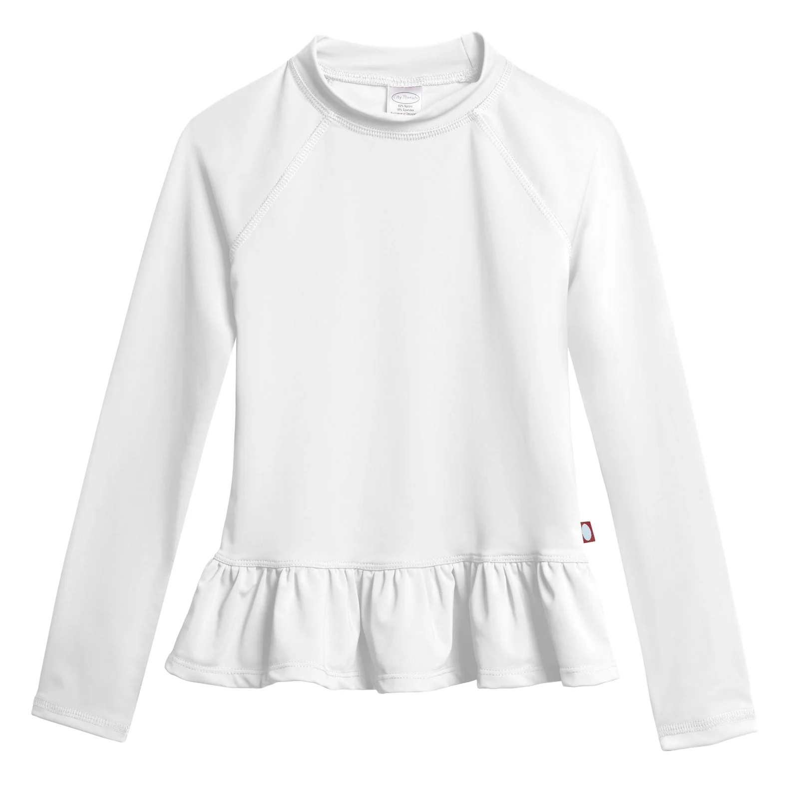 Girls UPF 50+ Peplum Long Sleeve Rashguard | White - Remutear