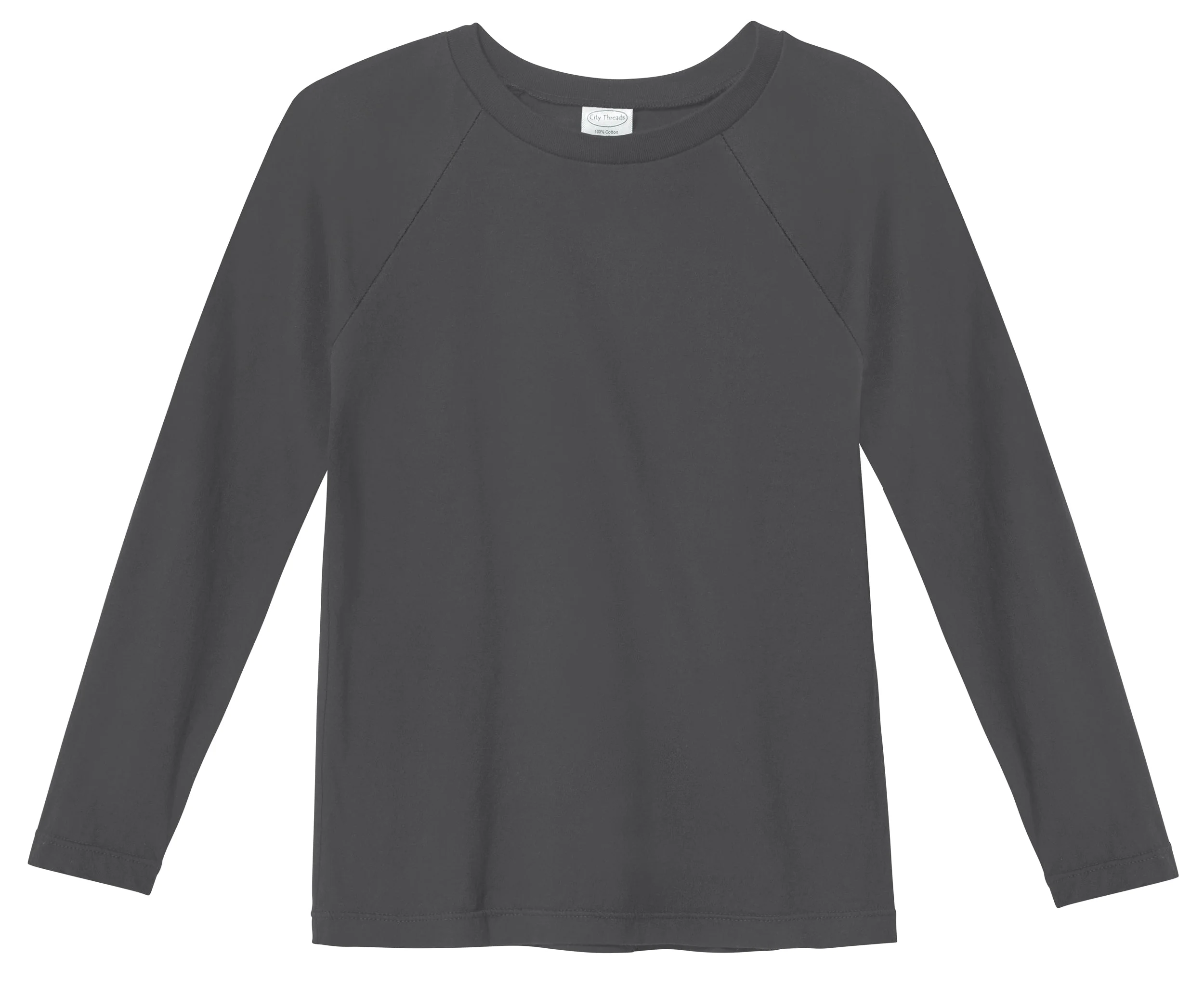 Boys Super-Soft 100% Organic Cotton Raglan Long Sleeve Tee | Charcoal - Remutear