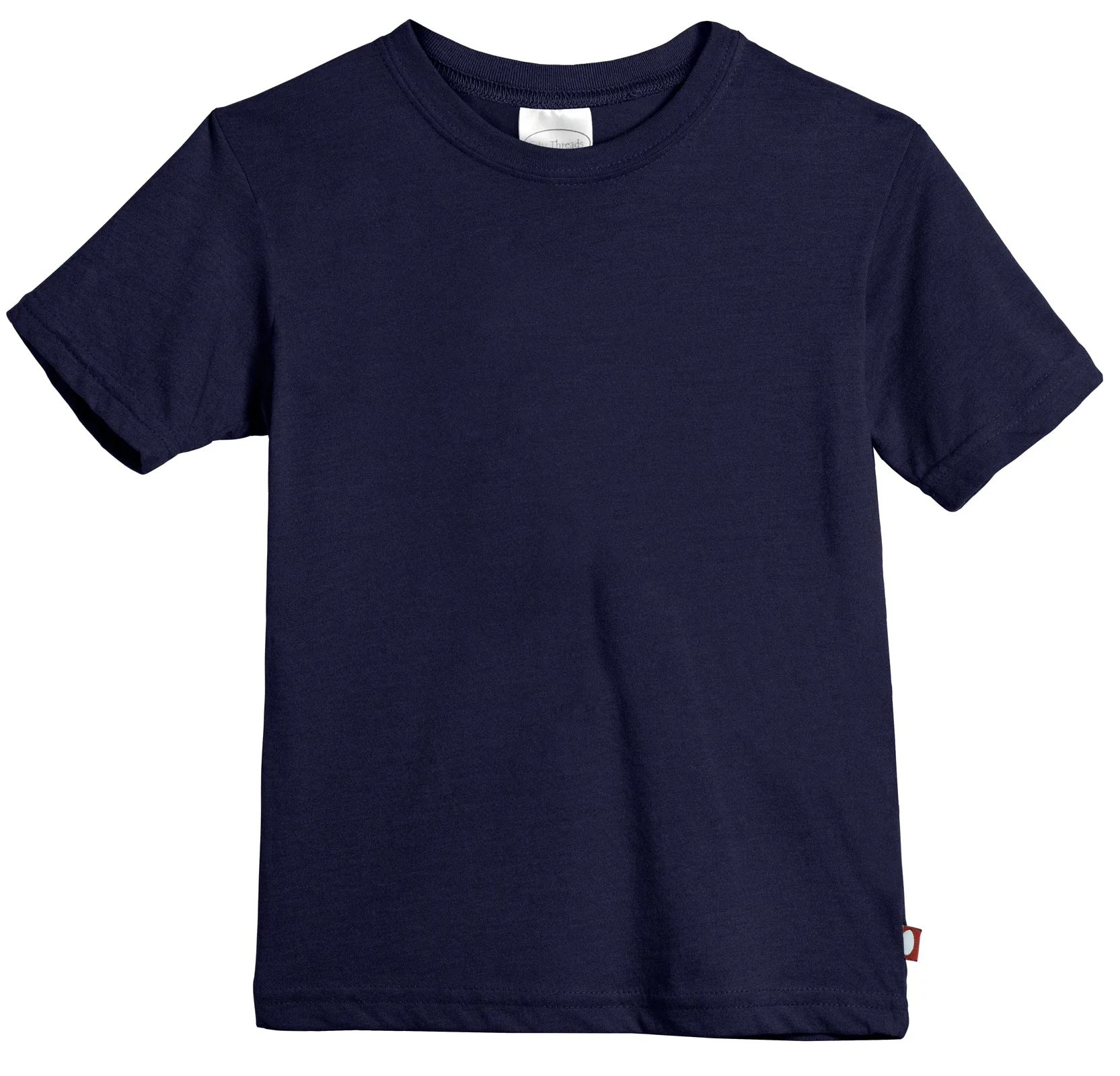Boys Soft Organic Cotton Jersey Short Sleeve Crew Tee | Navy - Remutear