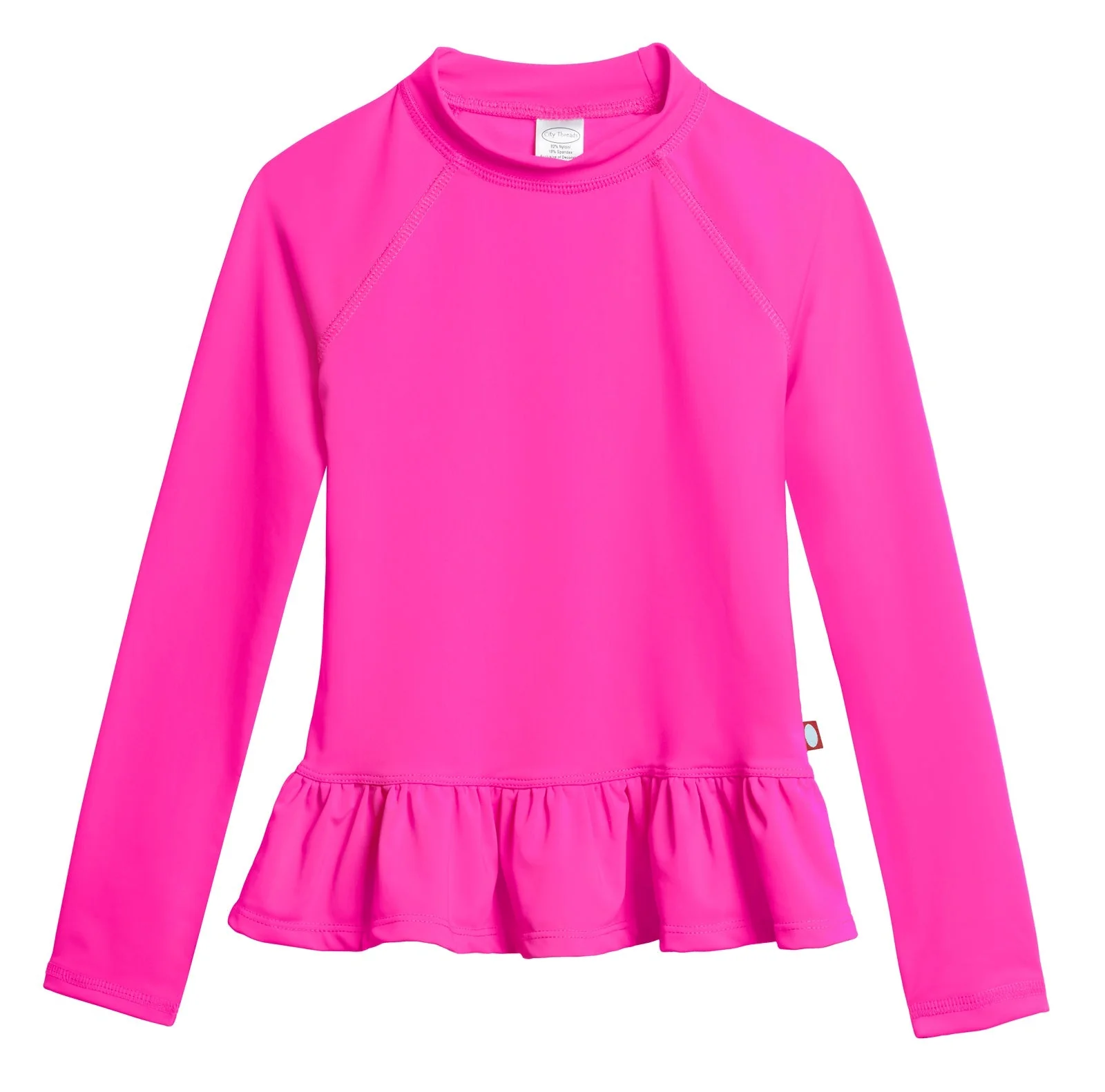 Girls UPF 50+ Peplum Long Sleeve Rashguard | Hot Pink - Remutear