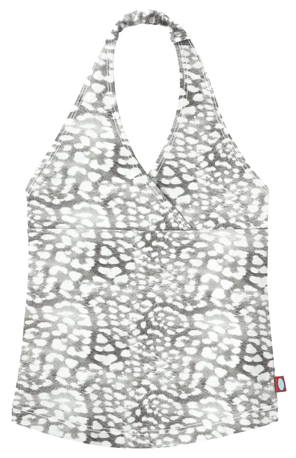 Girls UPF 50+ Printed Swim Halter Top | Leopard Monochrome - Remutear
