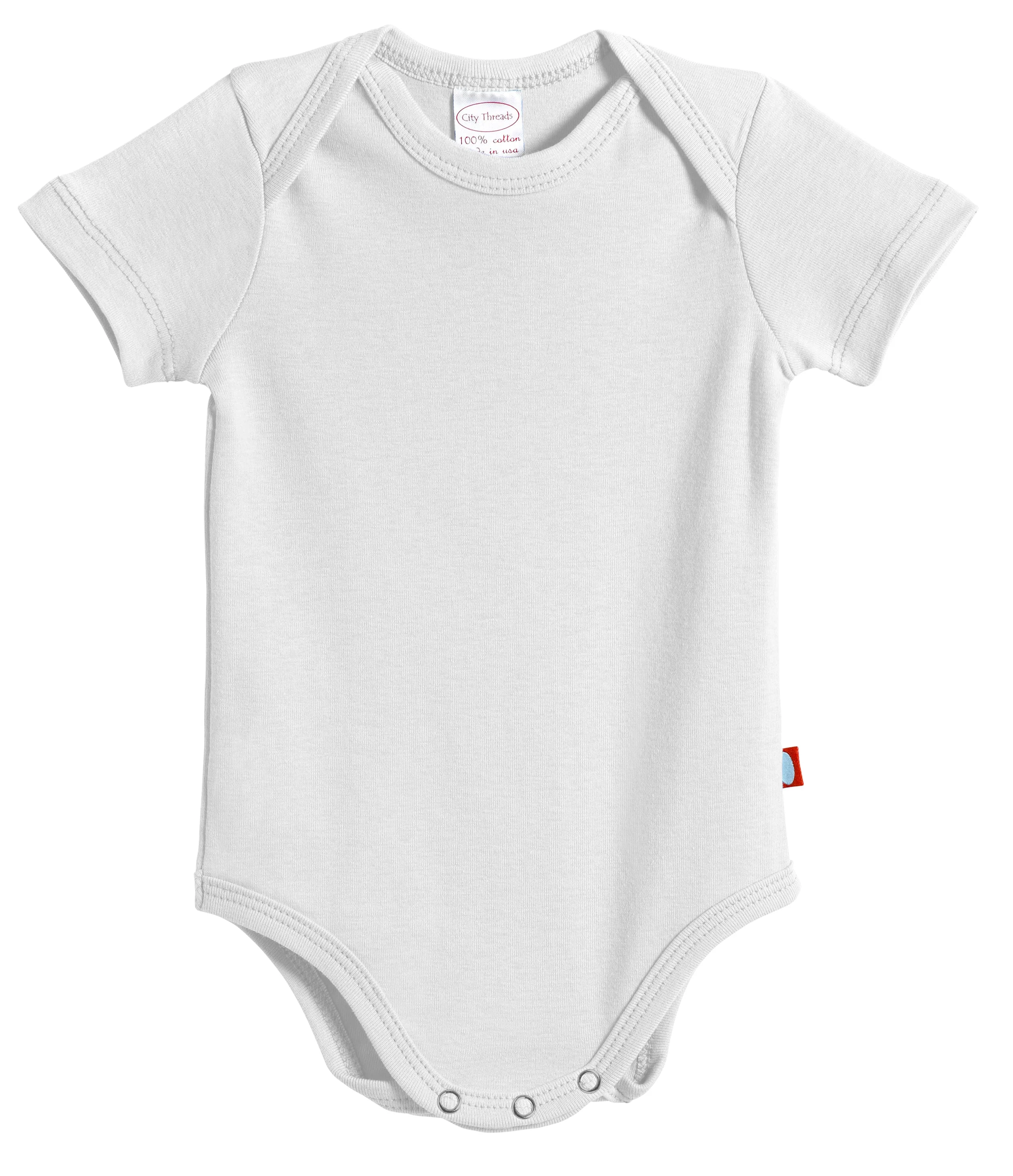 Super-Soft Organic Cotton Baby Rib Short Sleeve Snap Onesie| White - Remutear