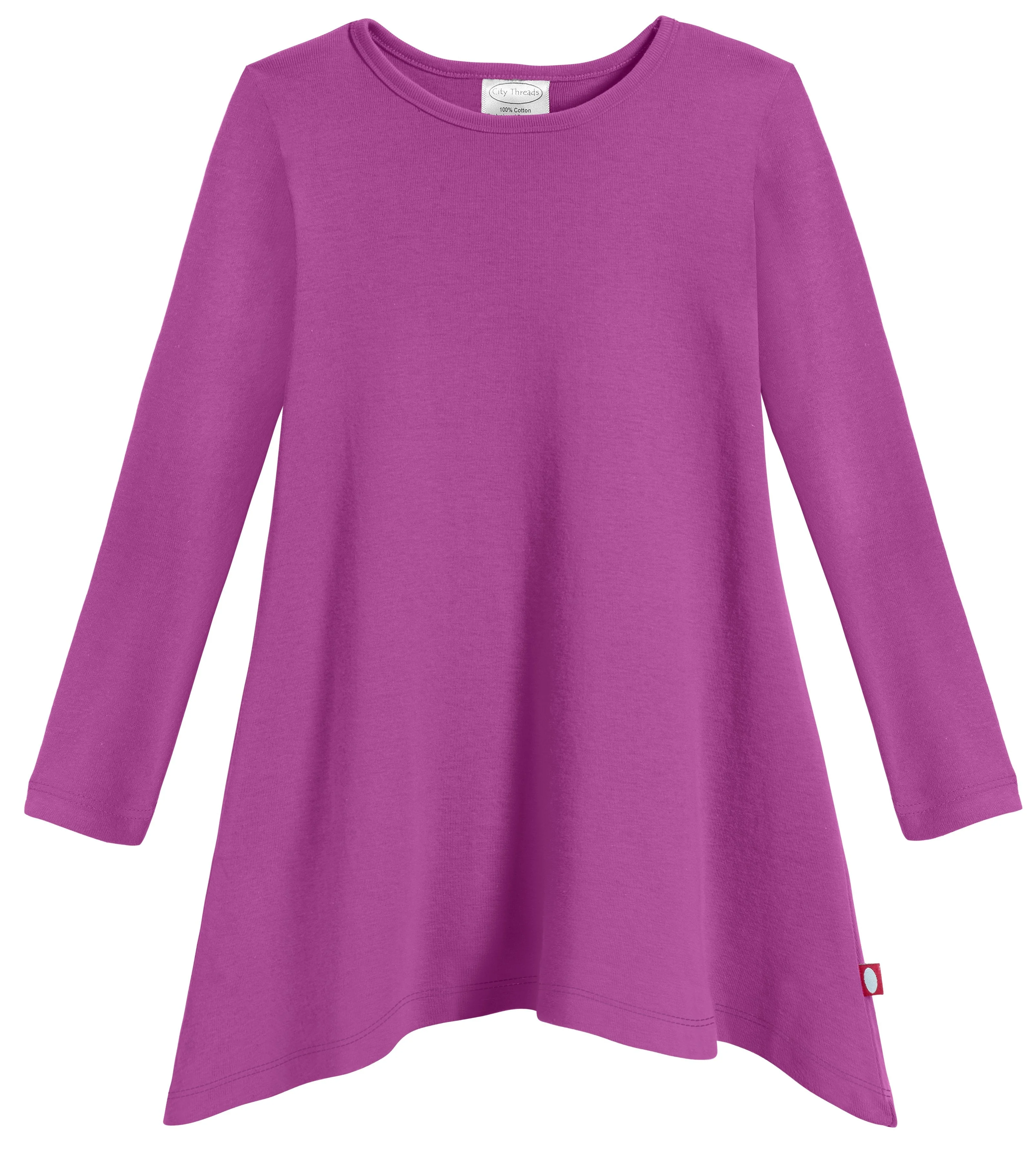 Girls Soft Cotton Jersey Long Sleeve Shark Bite Tunic | Plum - Remutear