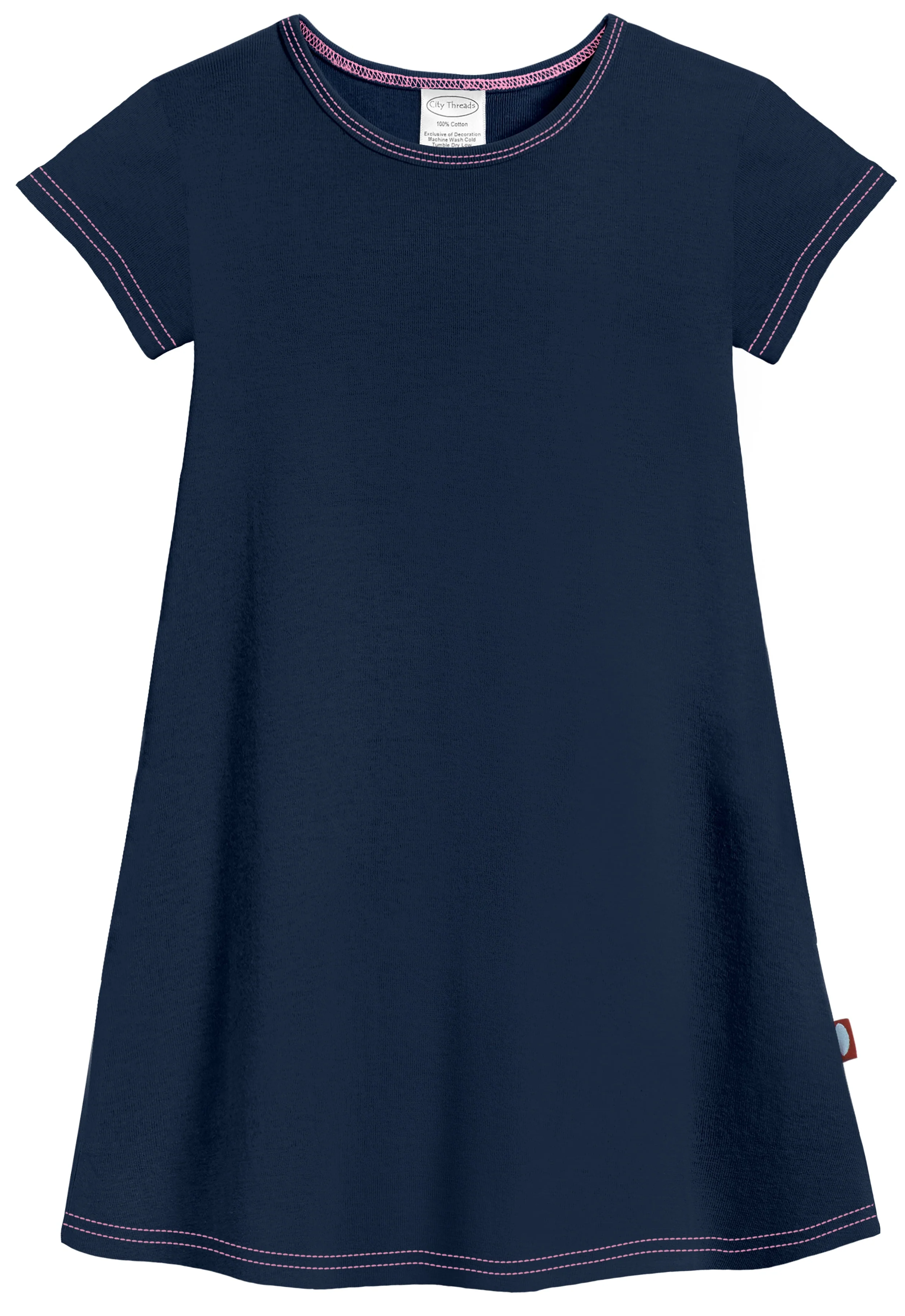 Girls Soft Cotton Jersey Cap Sleeve Dress | Navy - Remutear