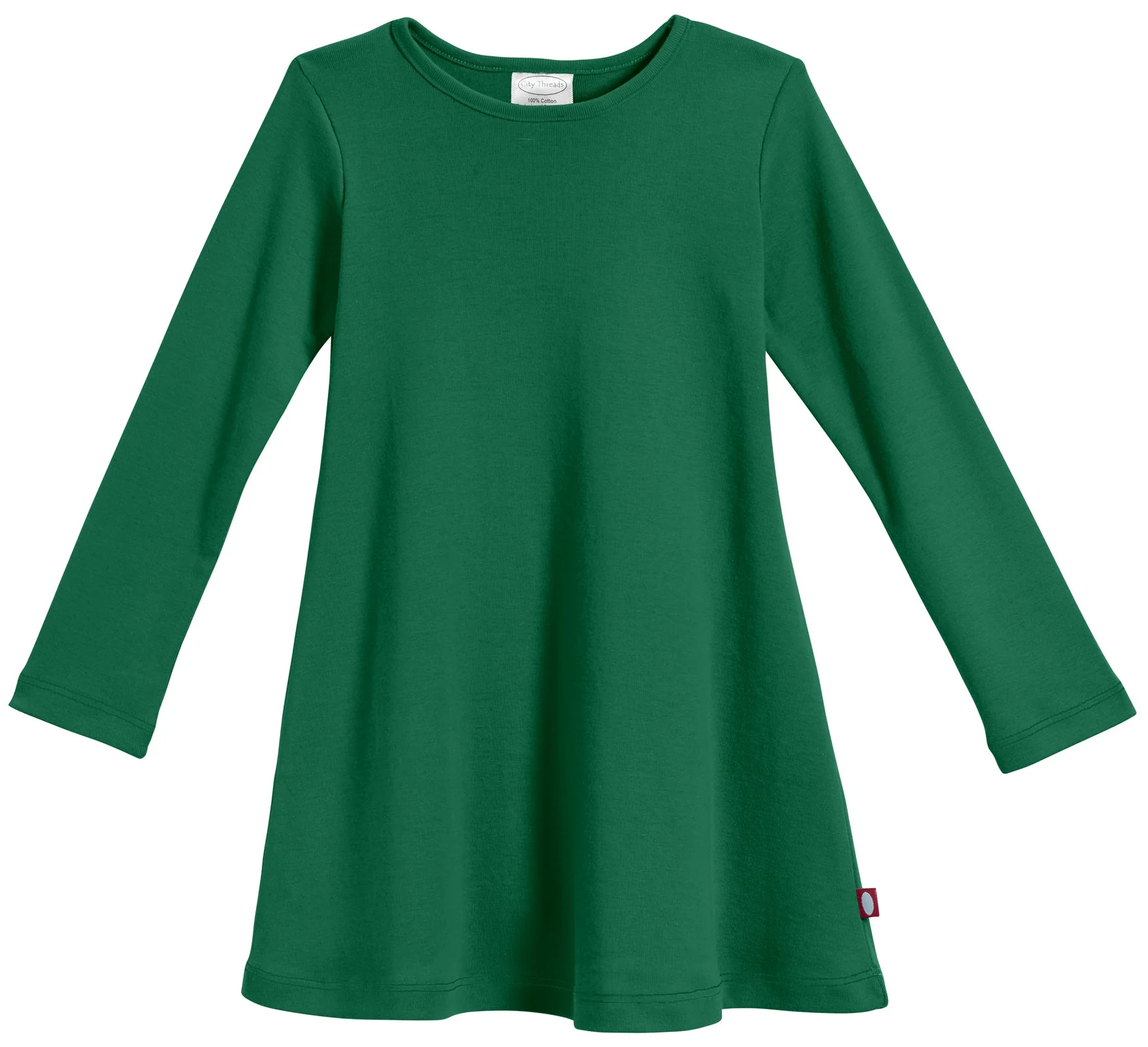 Girls Soft Cotton Long Sleeve Baby Rib Dress | Forest Green - Remutear