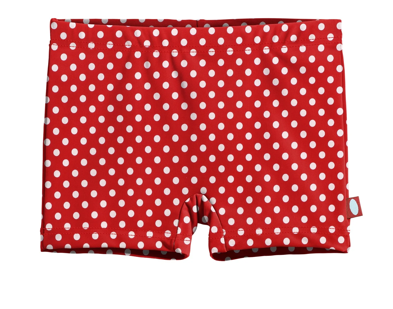 Girls UPF 50+ Printed Swim Boy Shorts  | Red w- White Polka Dot - Remutear