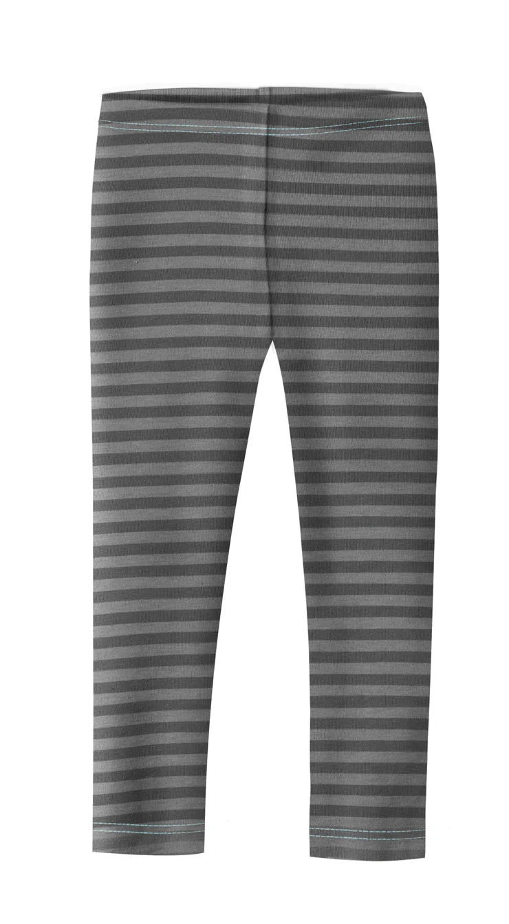 Girls Soft Stripe Leggings  | Charcoal - Remutear