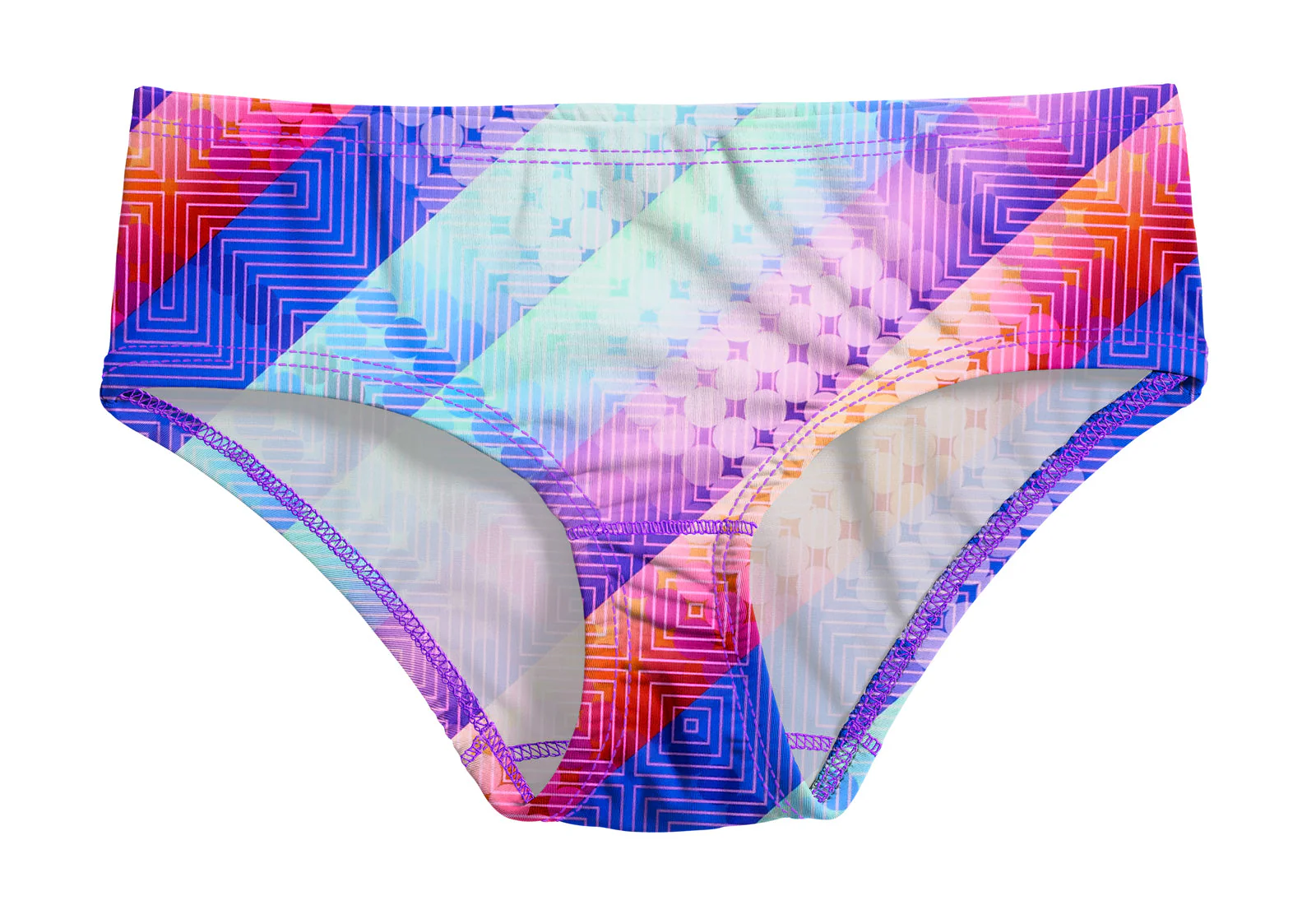 Girls UPF 50+ Printed Swim Briefs  | Plaid Diagonal - Remutear
