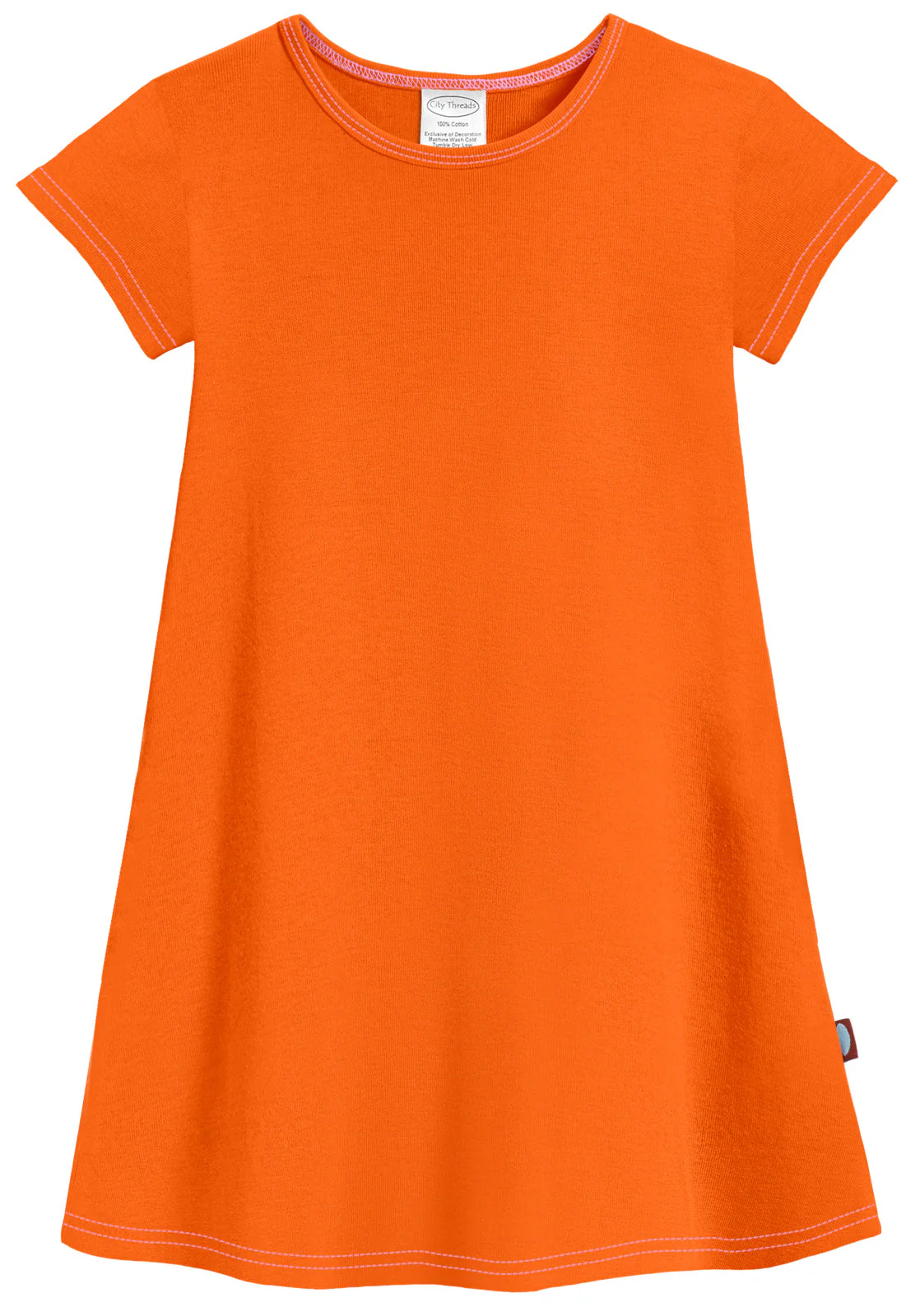 Girls Soft Cotton Jersey Cap Sleeve Dress | Orange - Remutear