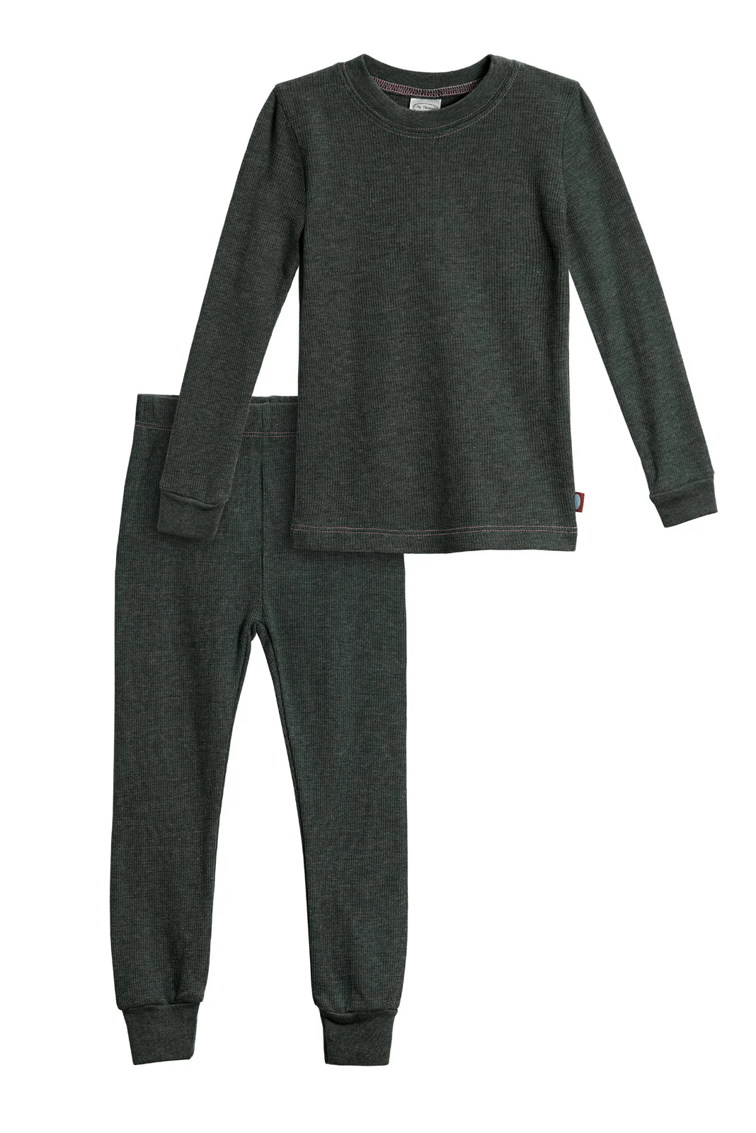 Girls Soft & Cozy Thermal 2-Piece Long Johns | Black w- Light Pink Stitch - Remutear