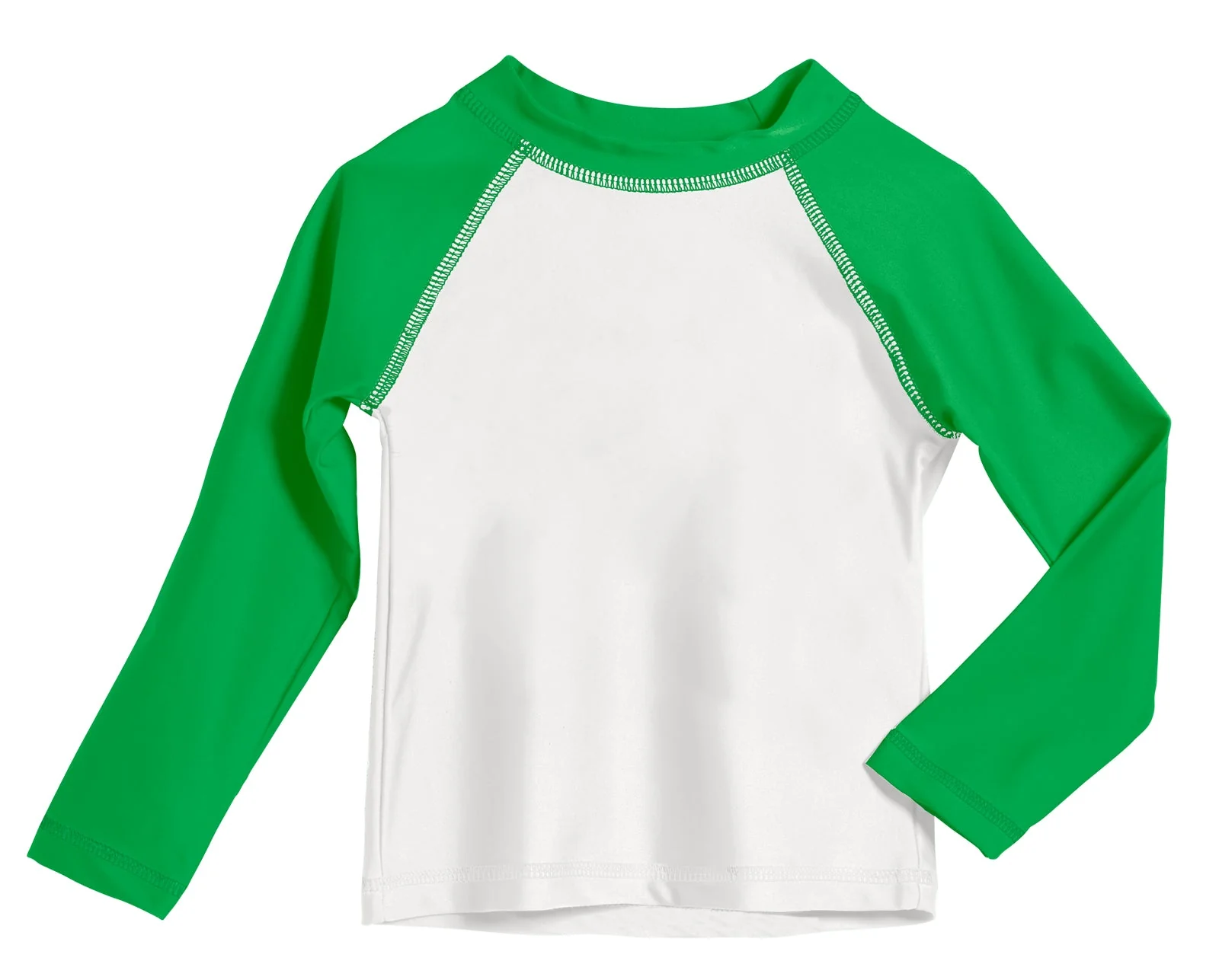 Boys UPF 50+ Color Block Solid Long Sleeve Rashguard | White with Elf Green - Remutear